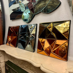 Small Faceted Multicoloured Contemporary Mirrors