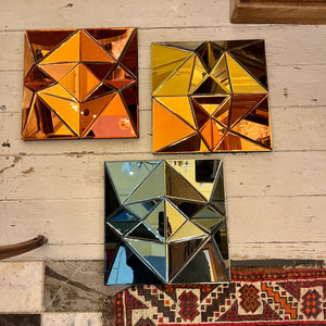 Small Faceted Multicoloured Contemporary Mirrors