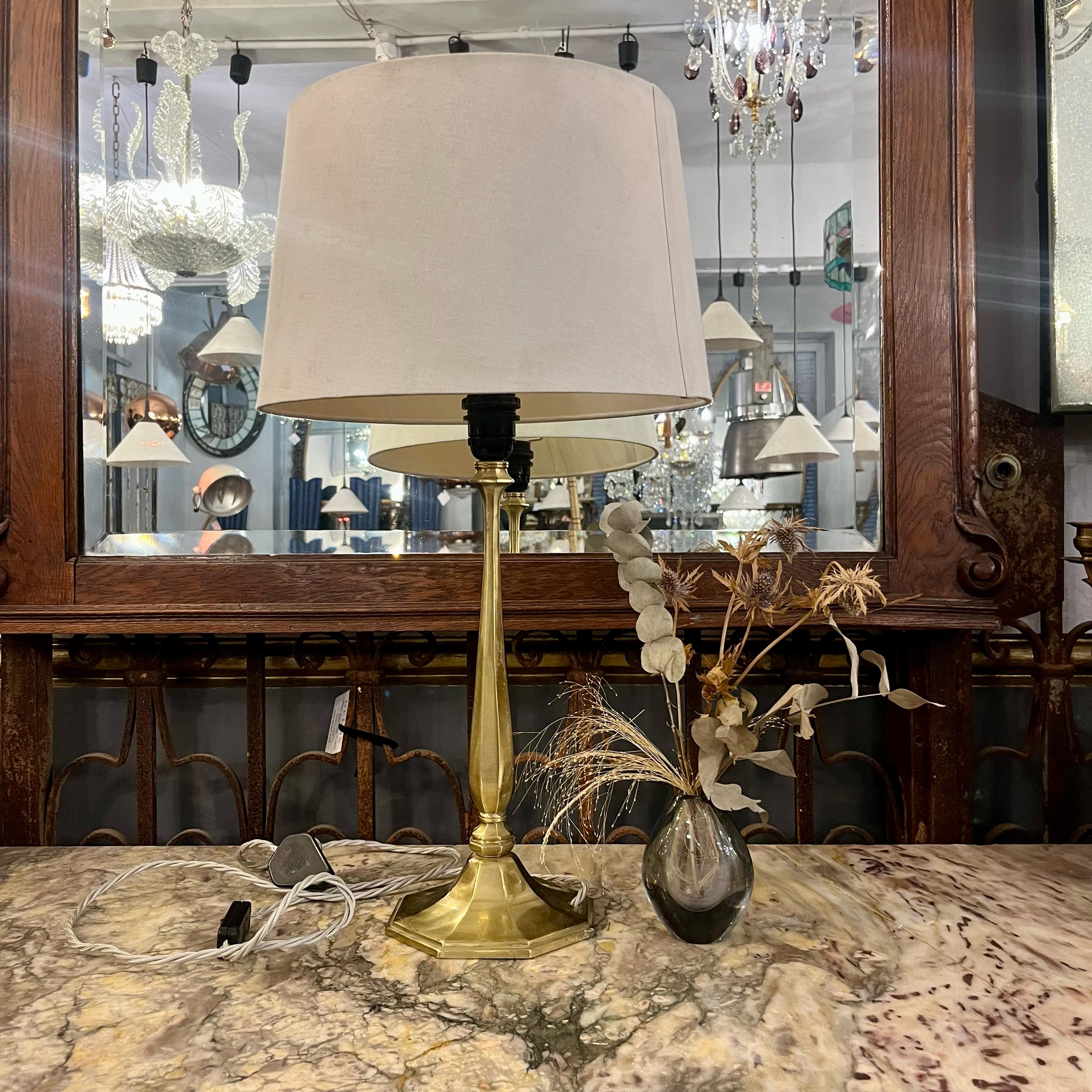 Polished Brass Candlestick Table Lamp - SOLD