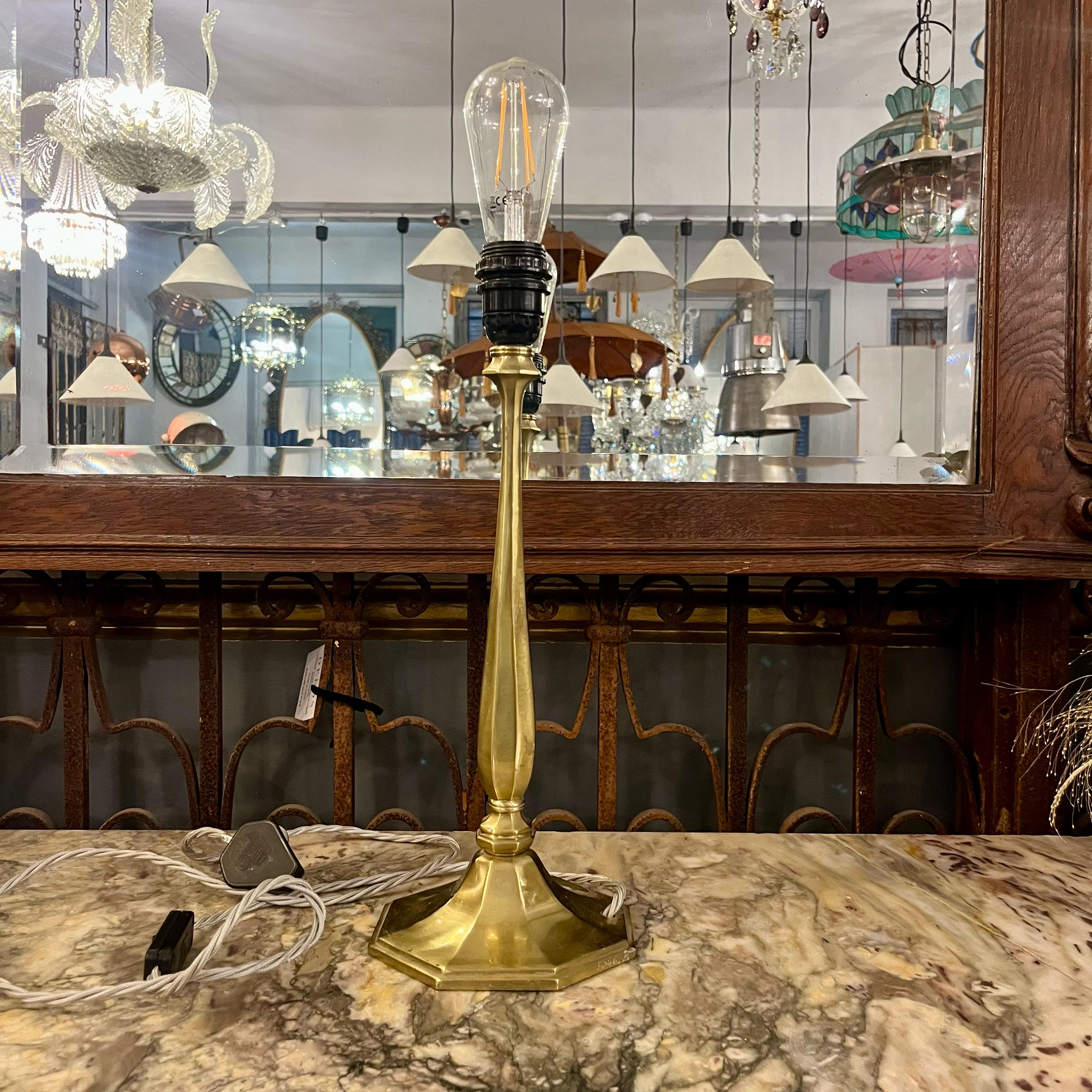 Polished Brass Candlestick Table Lamp - SOLD