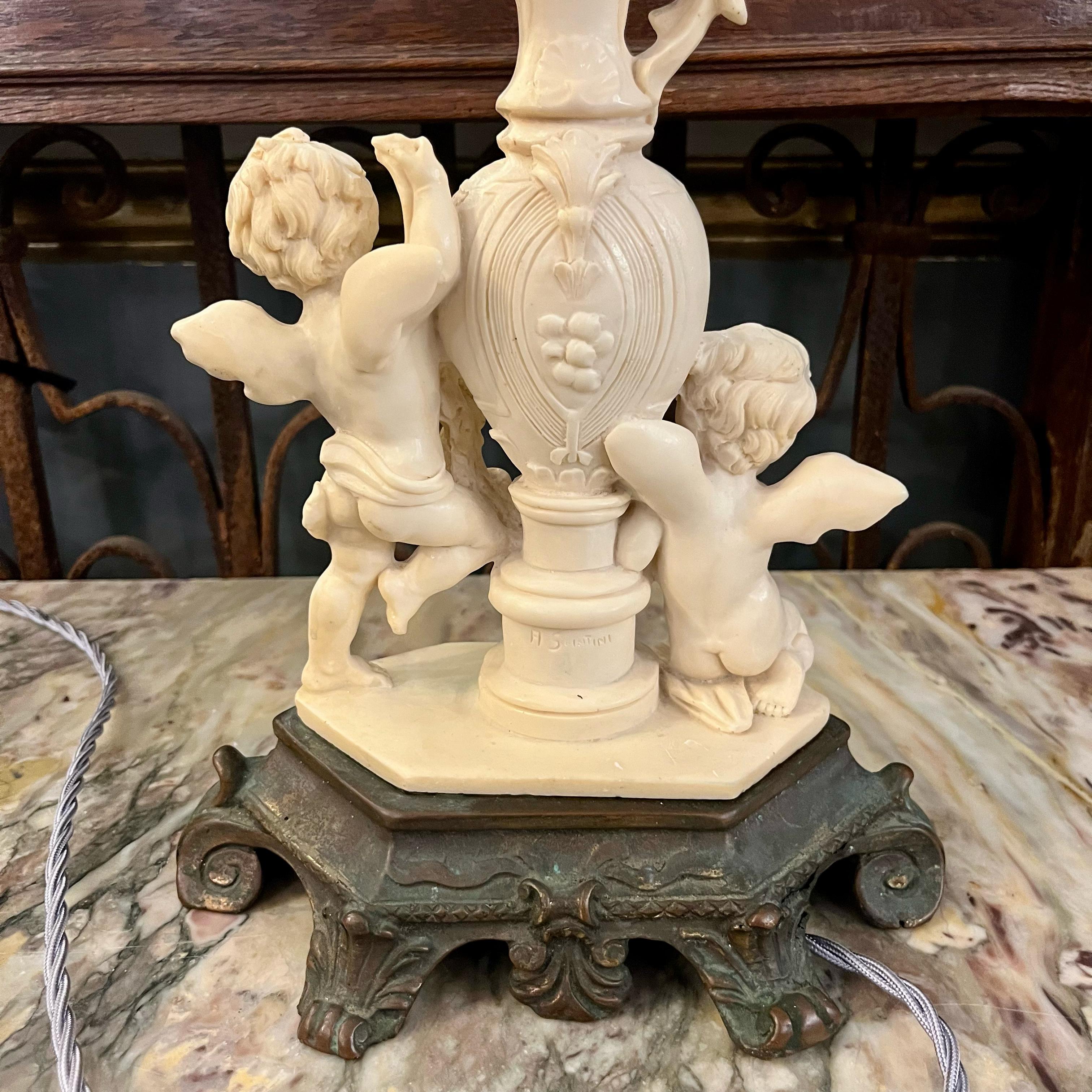 Neoclassical Style Table Lamp with Cherubs - SOLD
