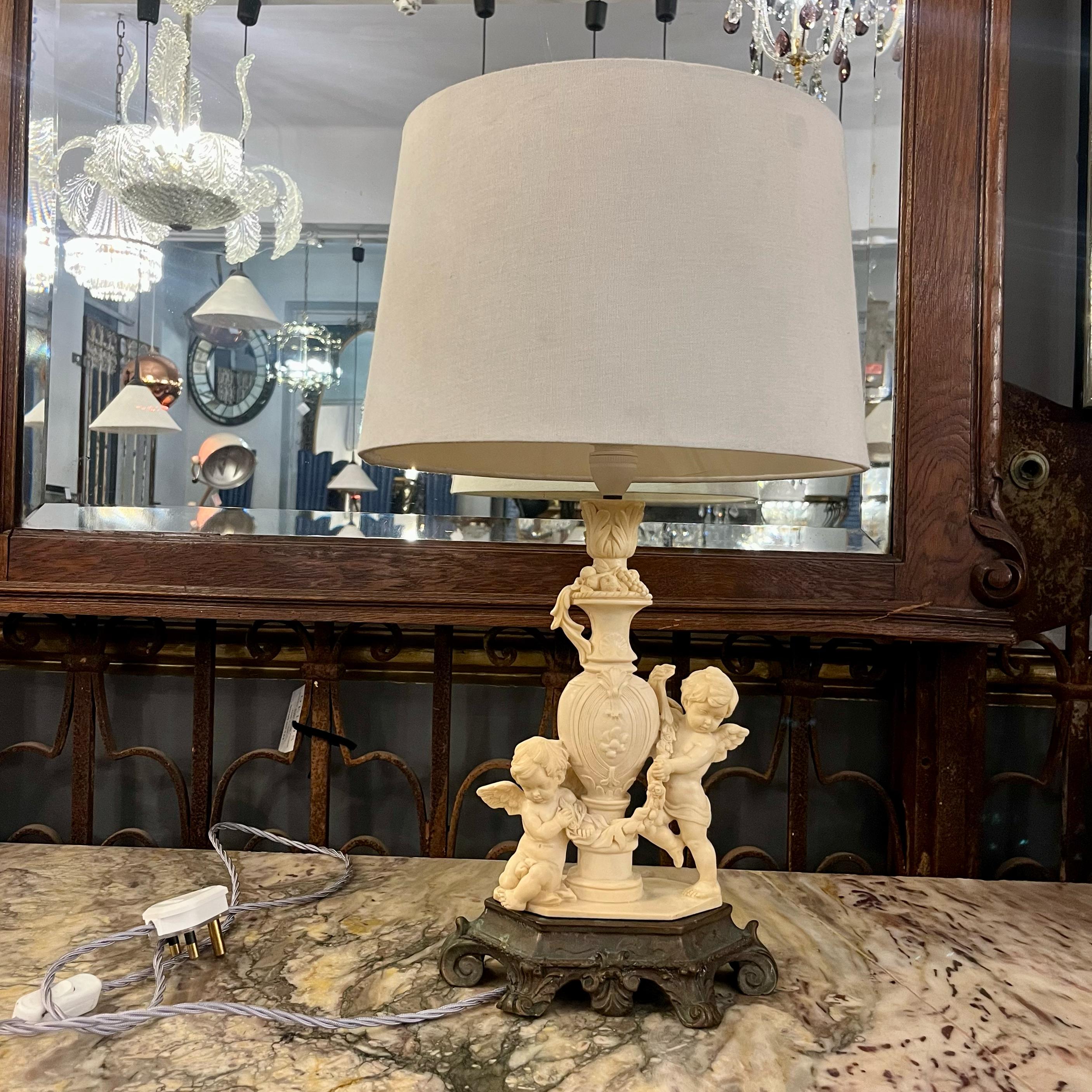 Neoclassical Style Table Lamp with Cherubs - SOLD