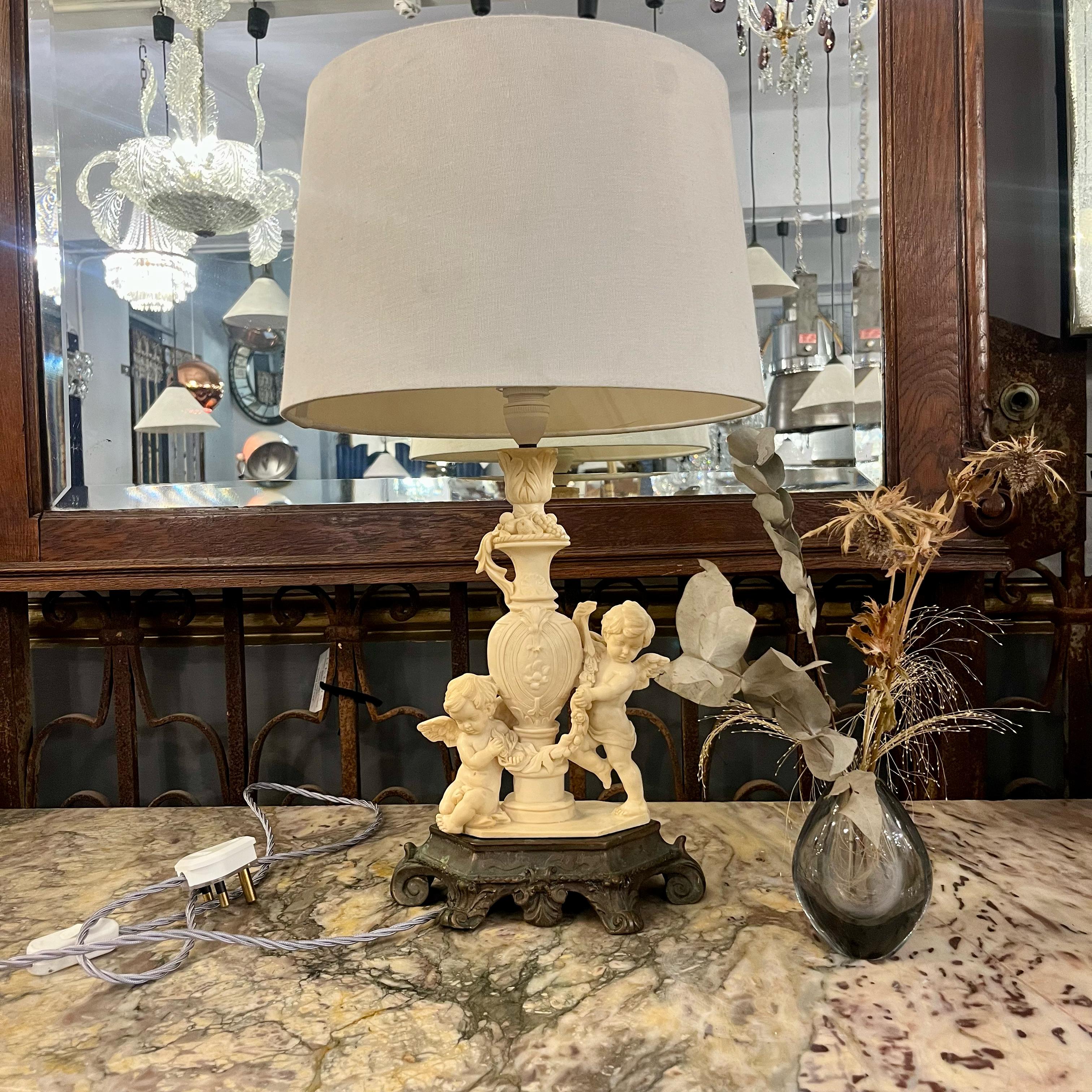 Neoclassical Style Table Lamp with Cherubs - SOLD