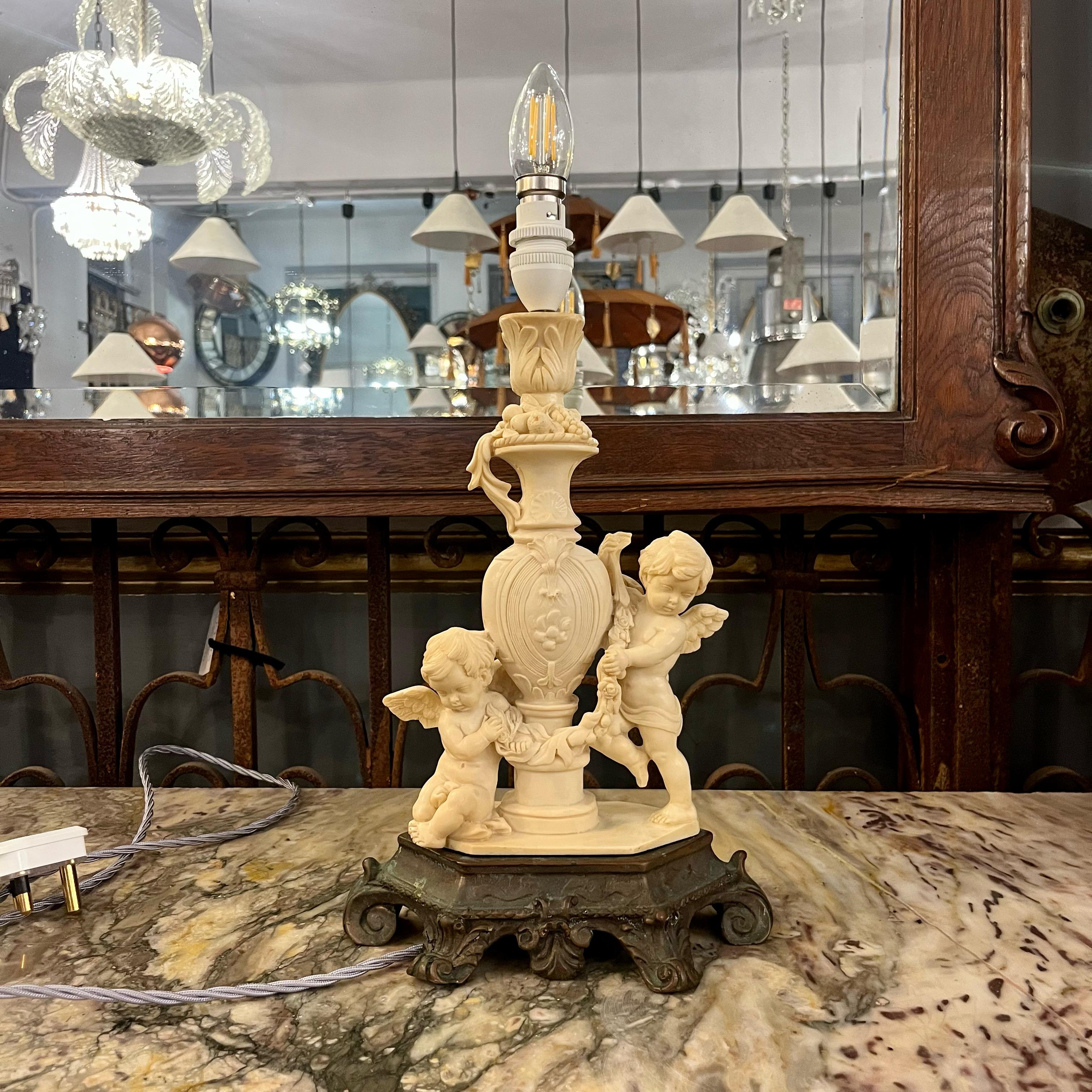 Neoclassical Style Table Lamp with Cherubs - SOLD