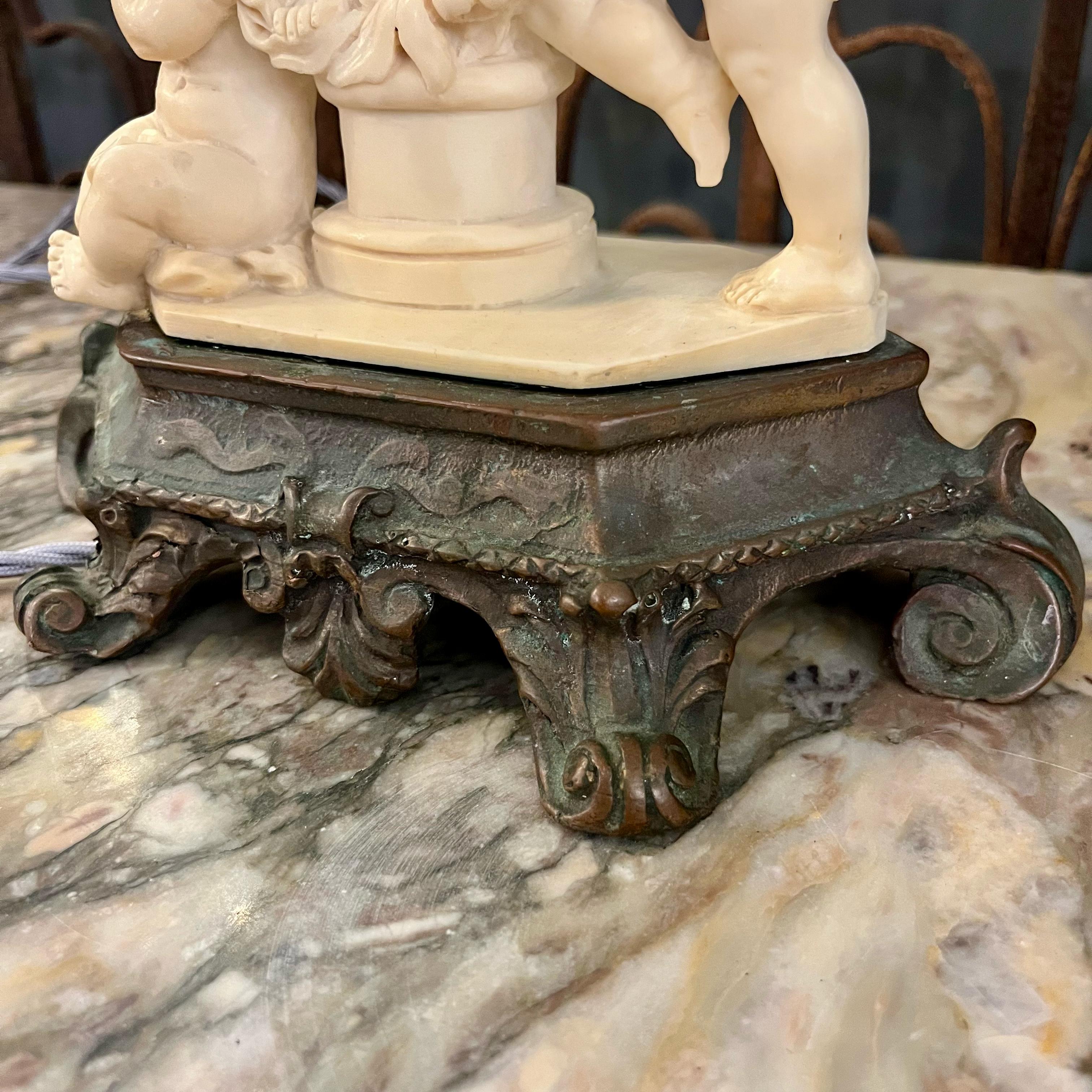 Neoclassical Style Table Lamp with Cherubs - SOLD