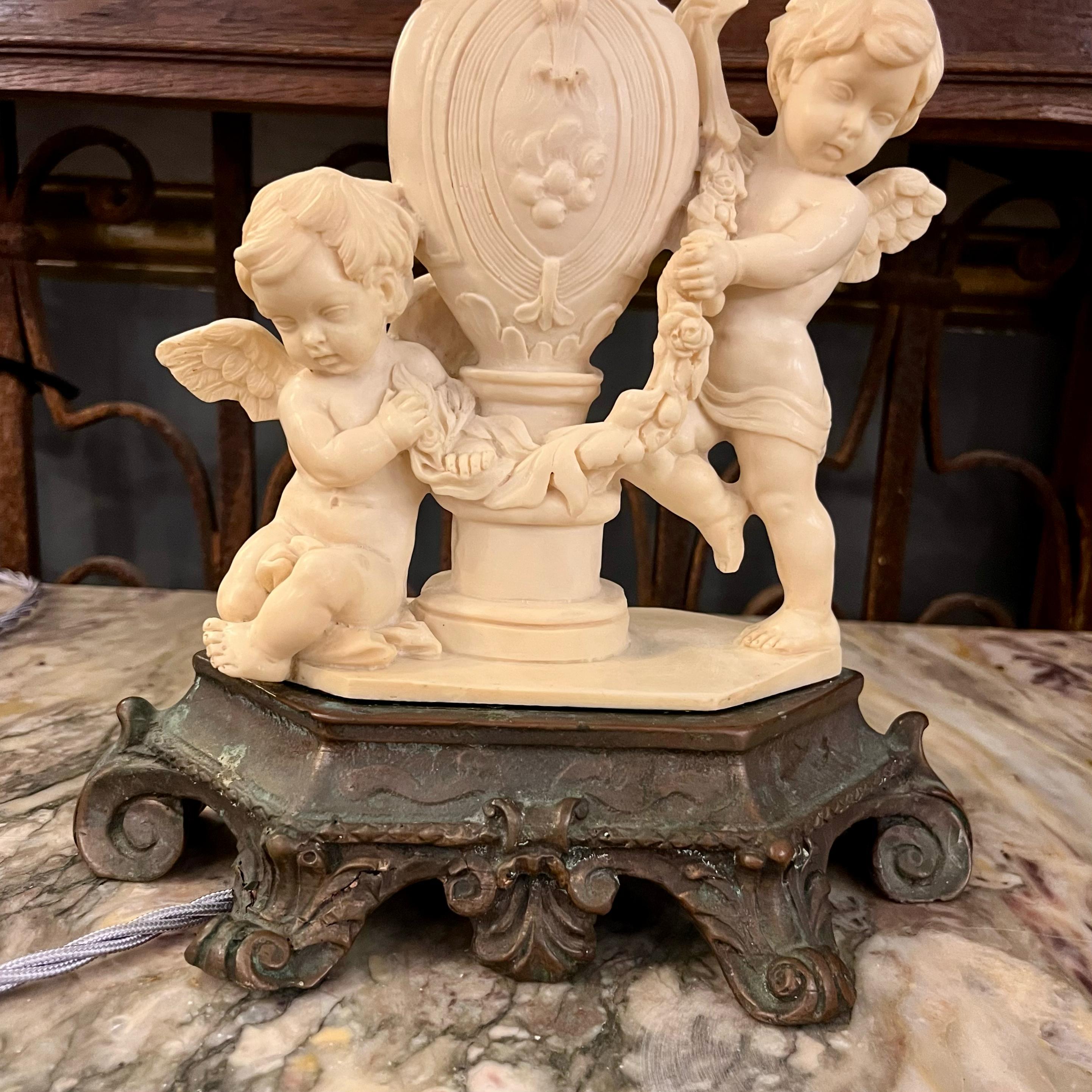 Neoclassical Style Table Lamp with Cherubs - SOLD