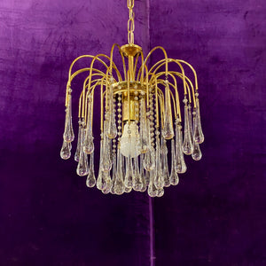 Beautiful Brass and Blown Glass Chandelier Attributed to Venini - SOLD