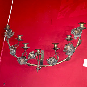 Large Brass Candelabra Sconce with Rosettes