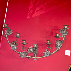 Large Brass Candelabra Sconce with Rosettes