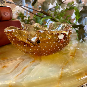 1970's Golden Murano Ashtray with Controlled Bubbles - SOLD