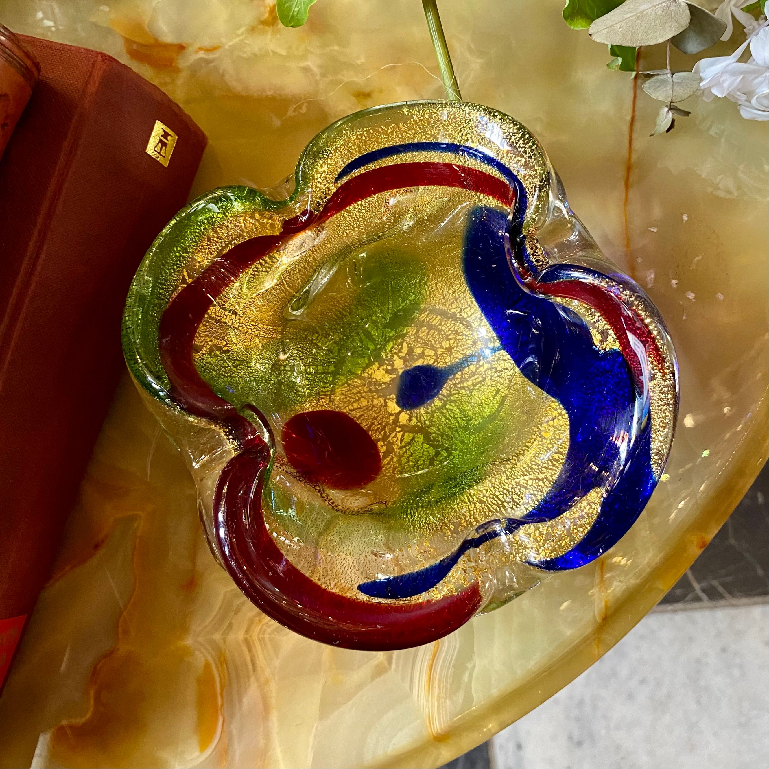 Vintage Murano Ashtray with Splashes of Colour