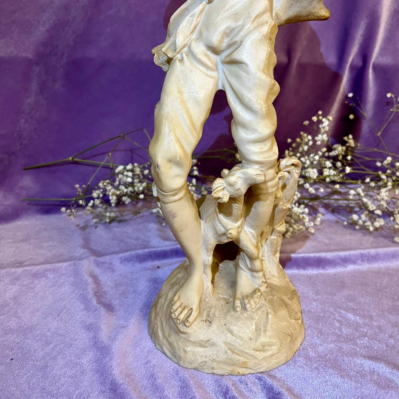 Neoclassical Shepherd Figurine with Lamb