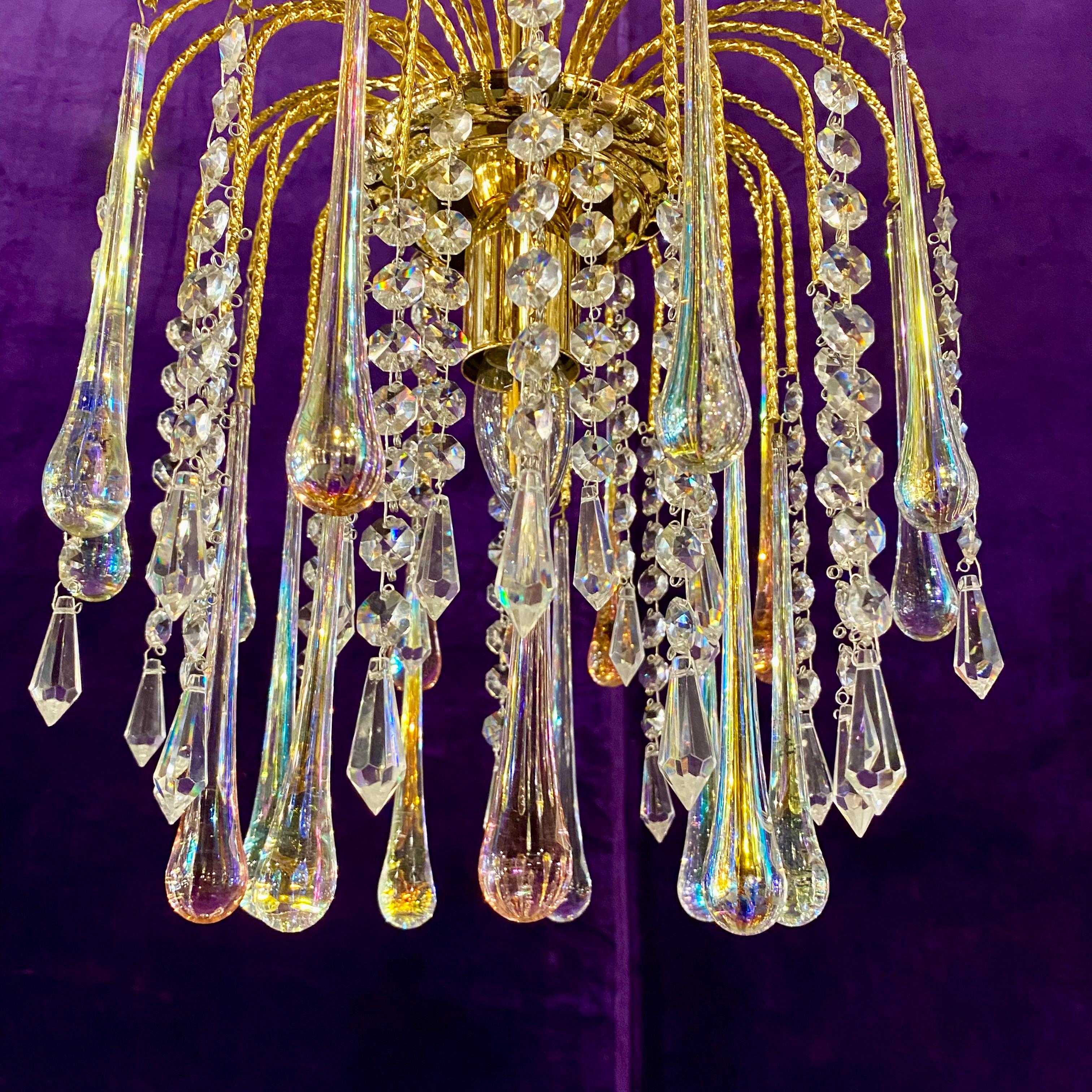 Stunning Venini Chandelier with Iridescent Crystals - SOLD