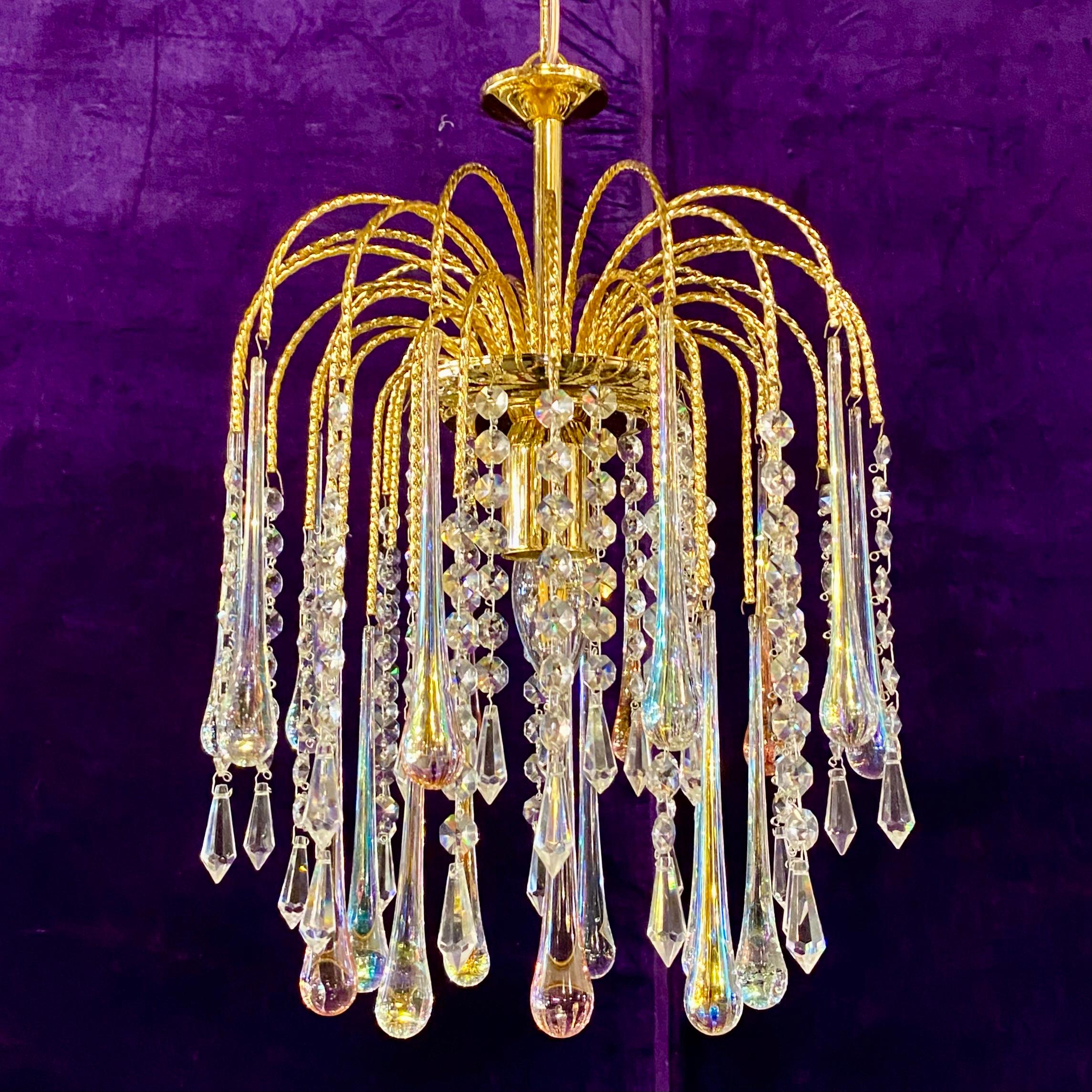 Stunning Venini Chandelier with Iridescent Crystals - SOLD