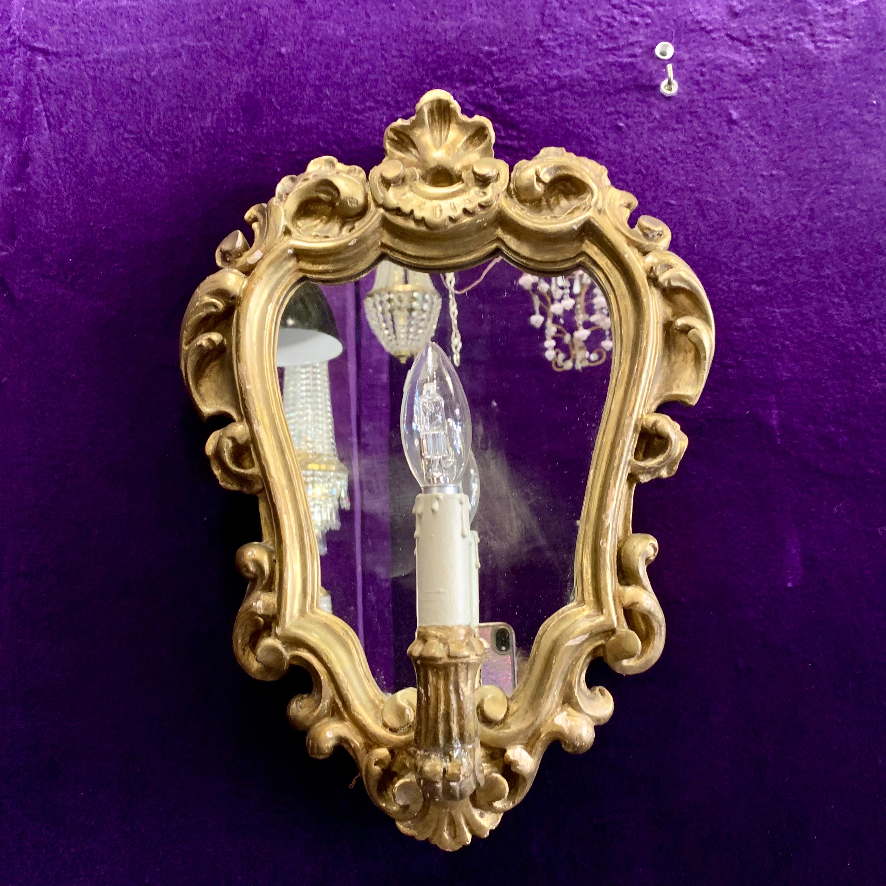 Vintage French Mirror Wall Sconce