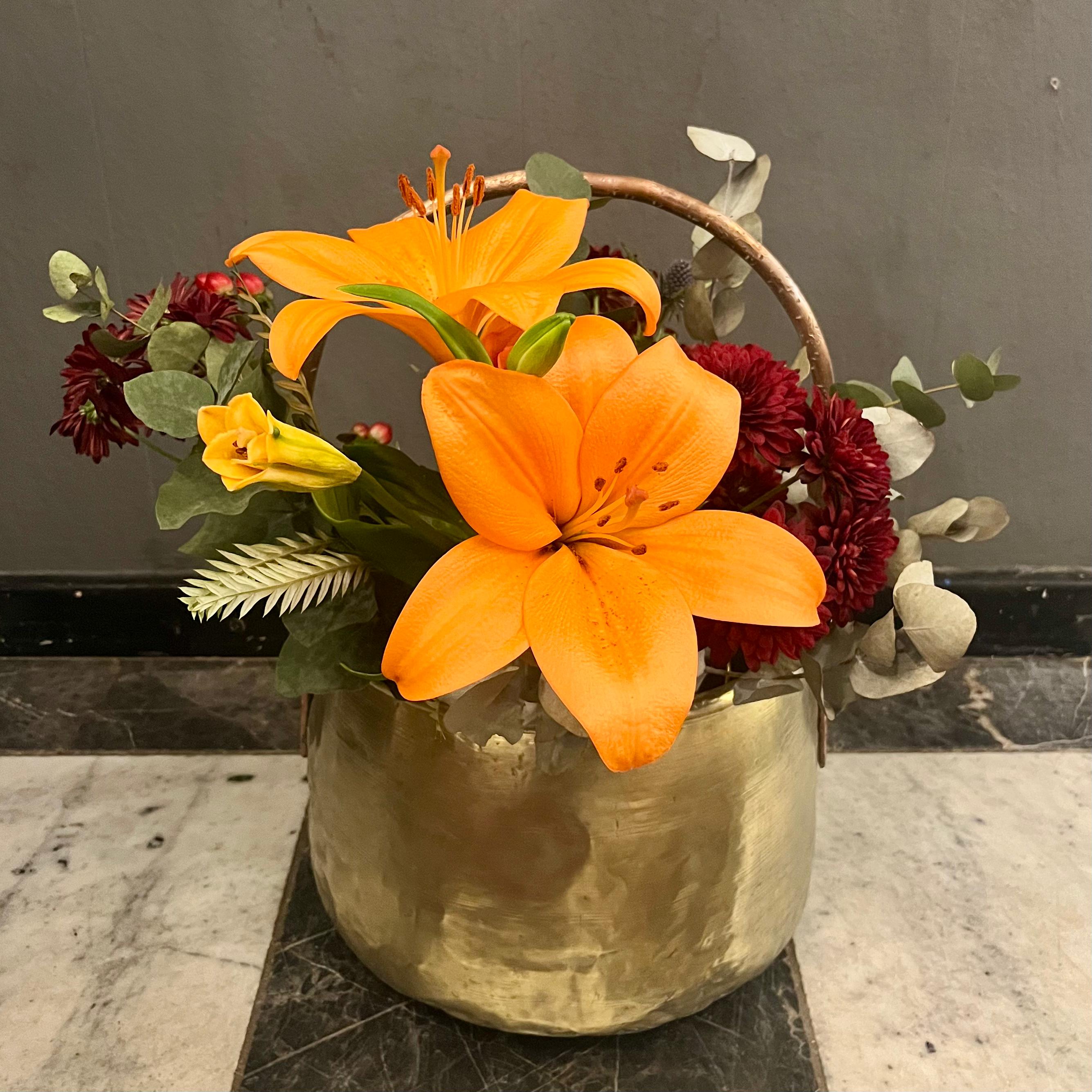 Antique Brass Jam Pot with Copper Handle