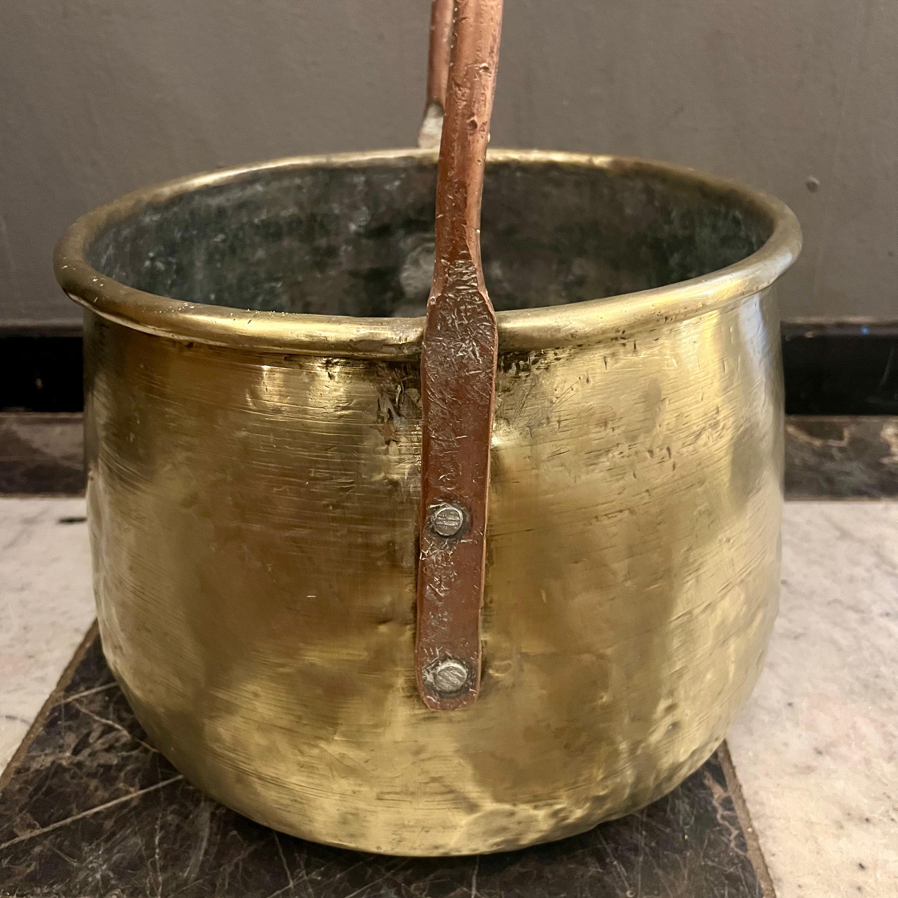Antique Brass Jam Pot with Copper Handle