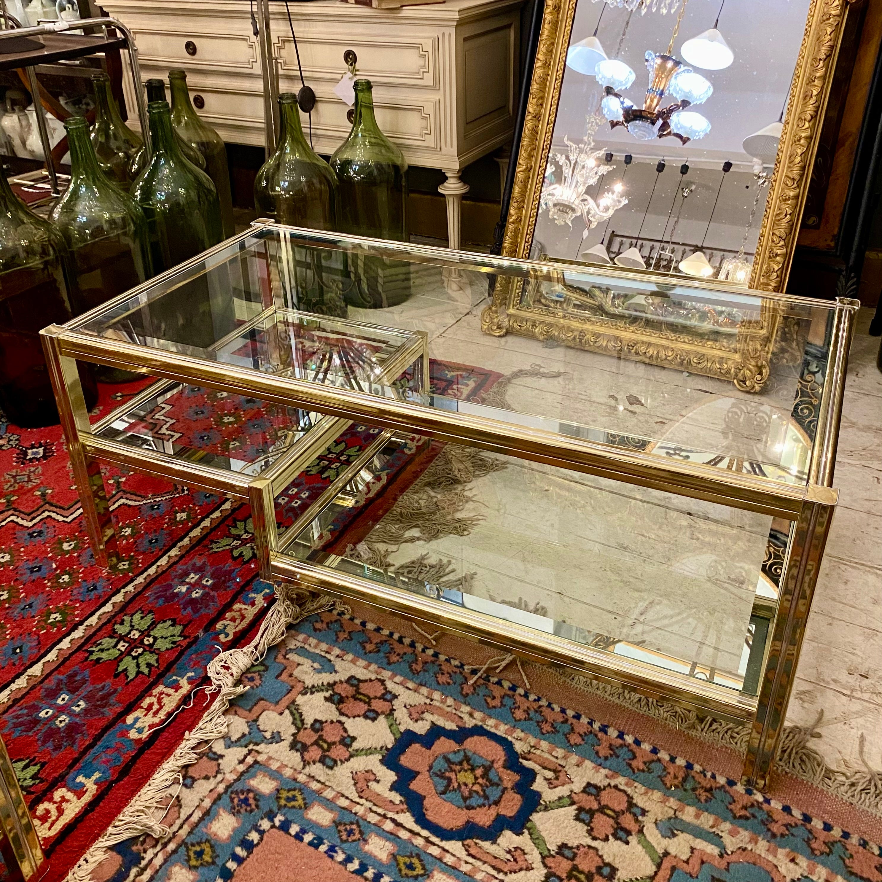 Vintage Brass and Glass Coffee Table