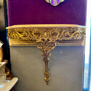 Vintage Italian Brass Console with Marble Top