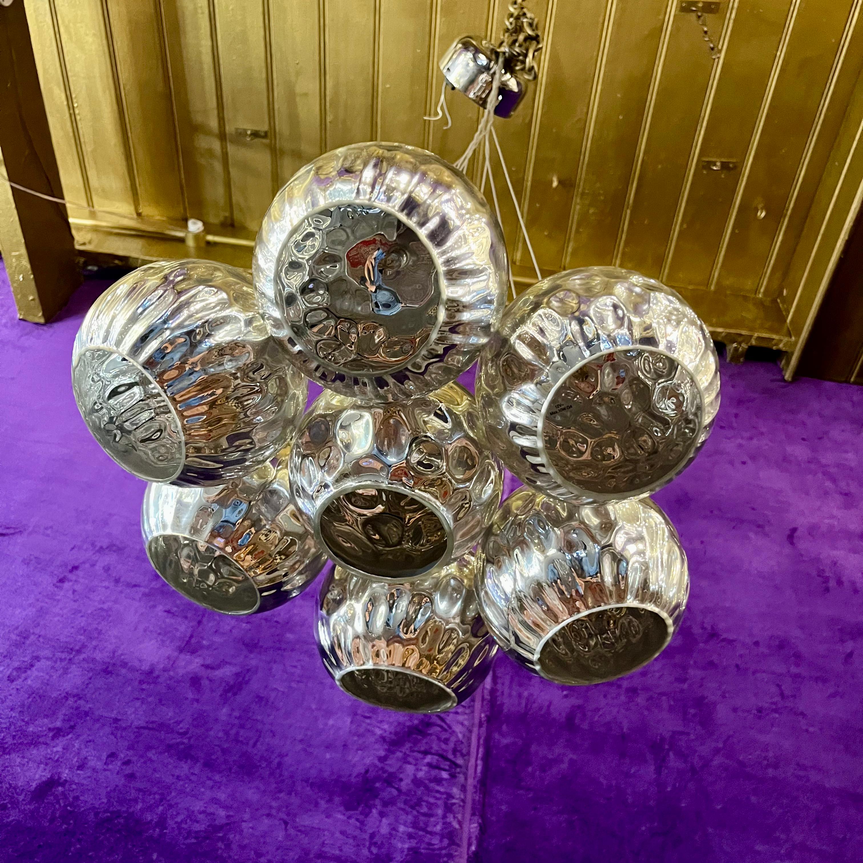 Modern Chrome Drop Pendant with 7 Domes