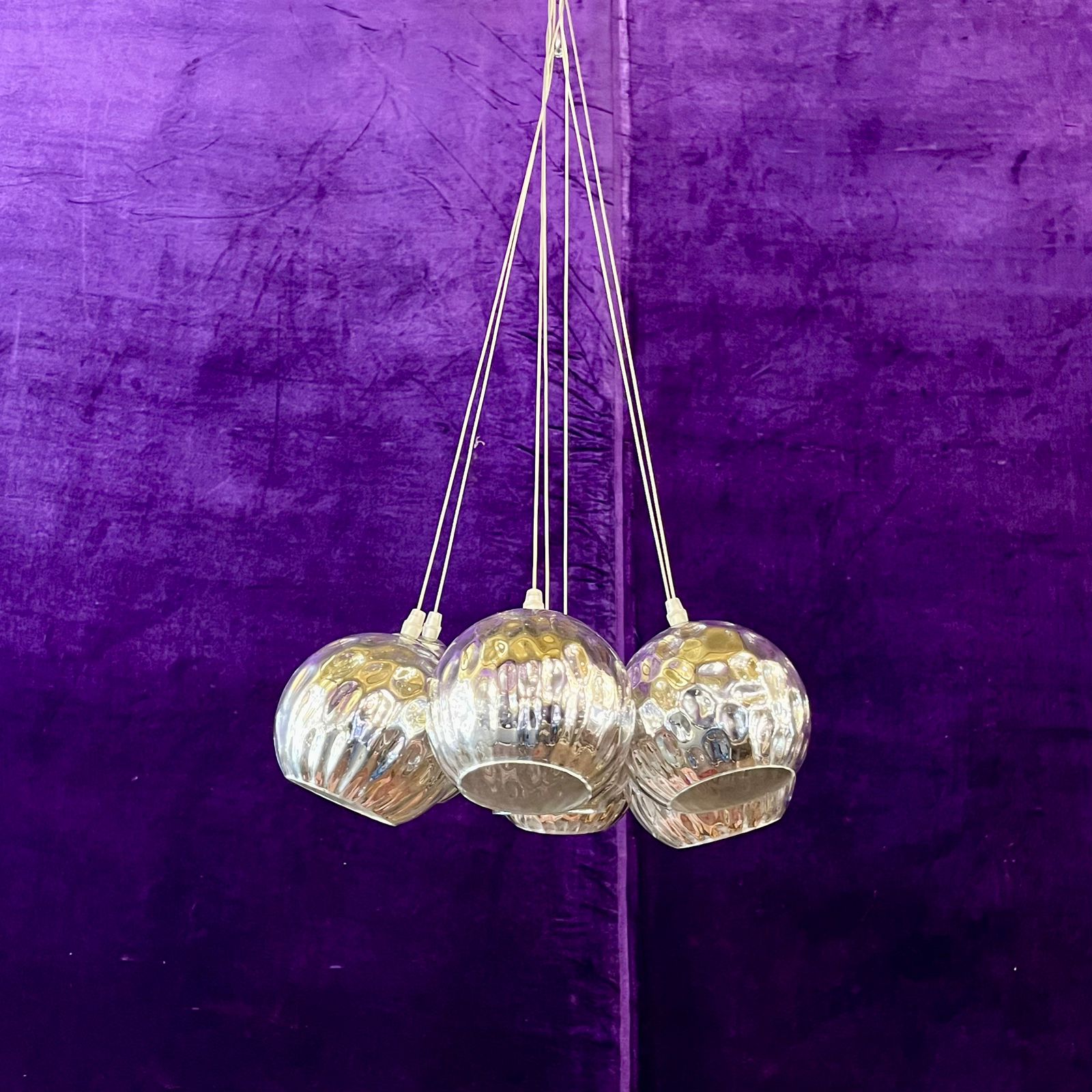 Modern Chrome Drop Pendant with 7 Domes