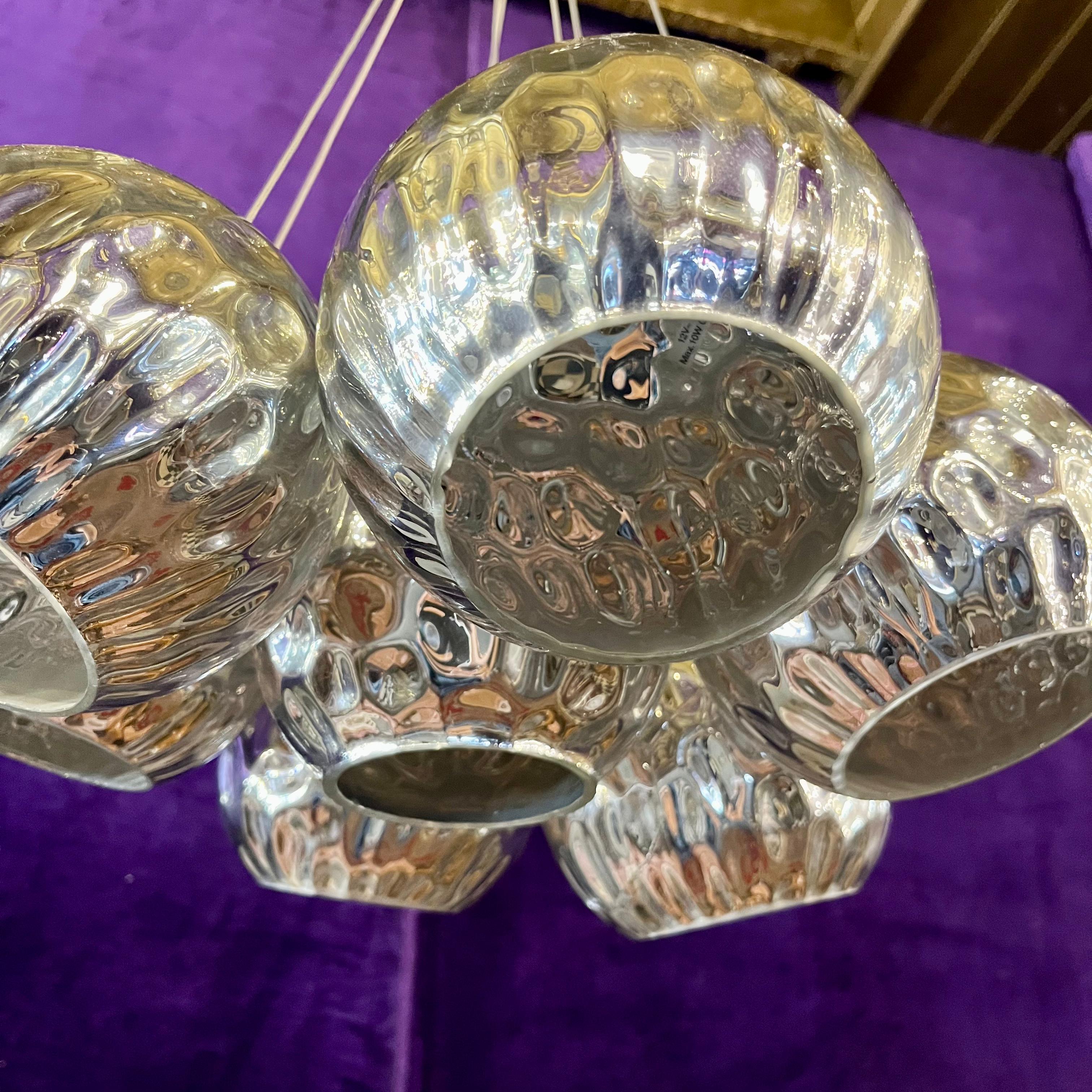 Modern Chrome Drop Pendant with 7 Domes