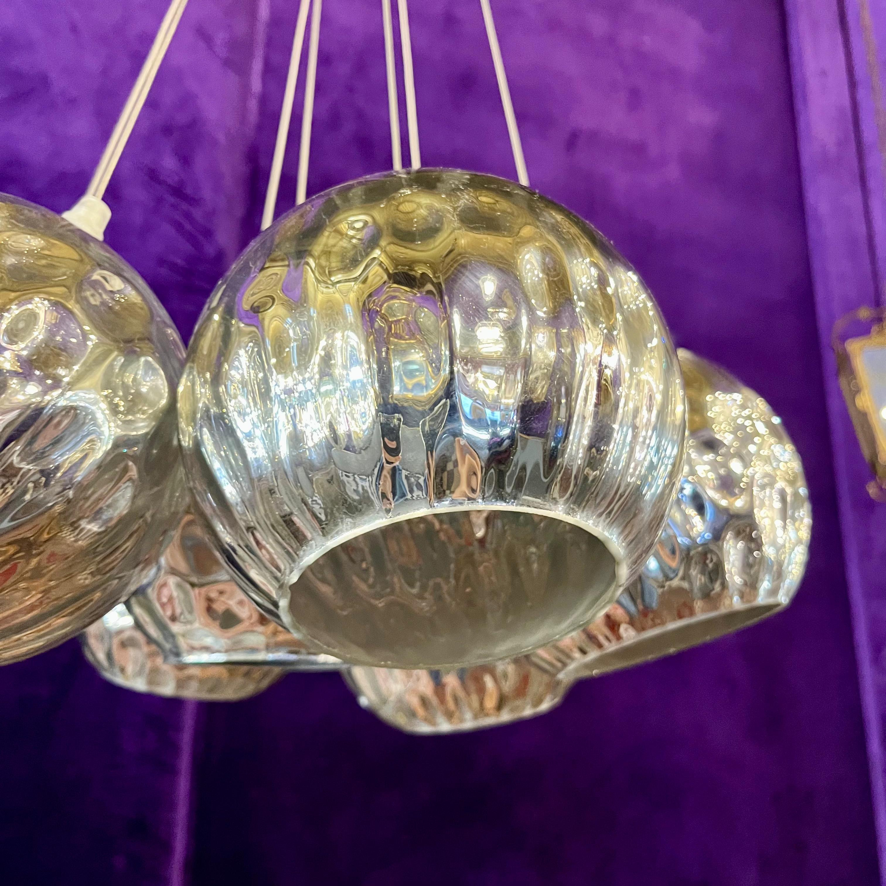 Modern Chrome Drop Pendant with 7 Domes