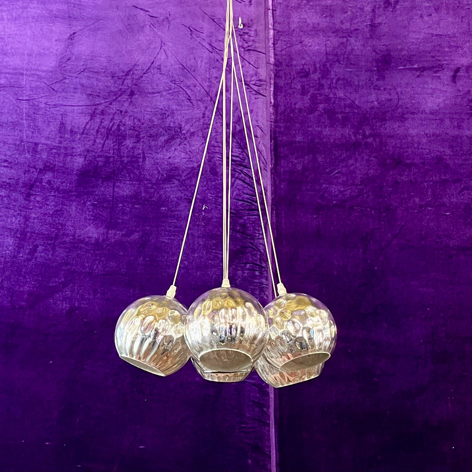 Modern Chrome Drop Pendant with 7 Domes