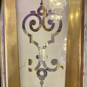 Aged Brass Lantern with Frosted, Etched Glass