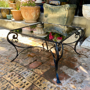 Wrought Iron and Glass Garden Coffee Table