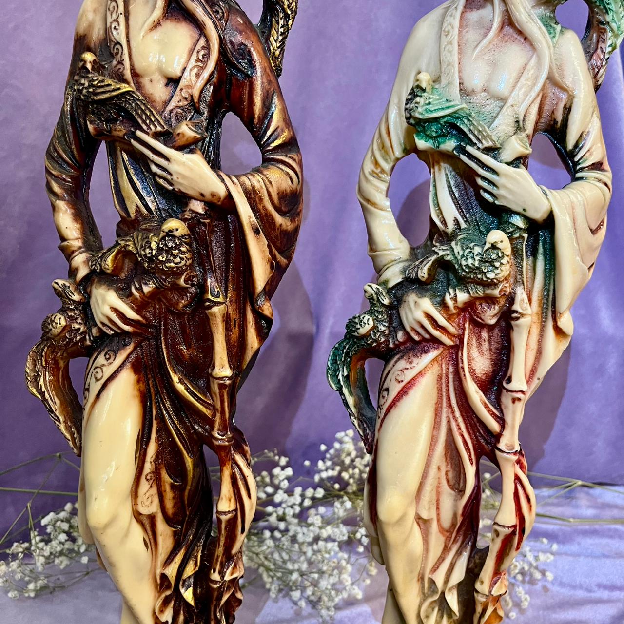 Pair Oriental Scholars with Dragon Statues