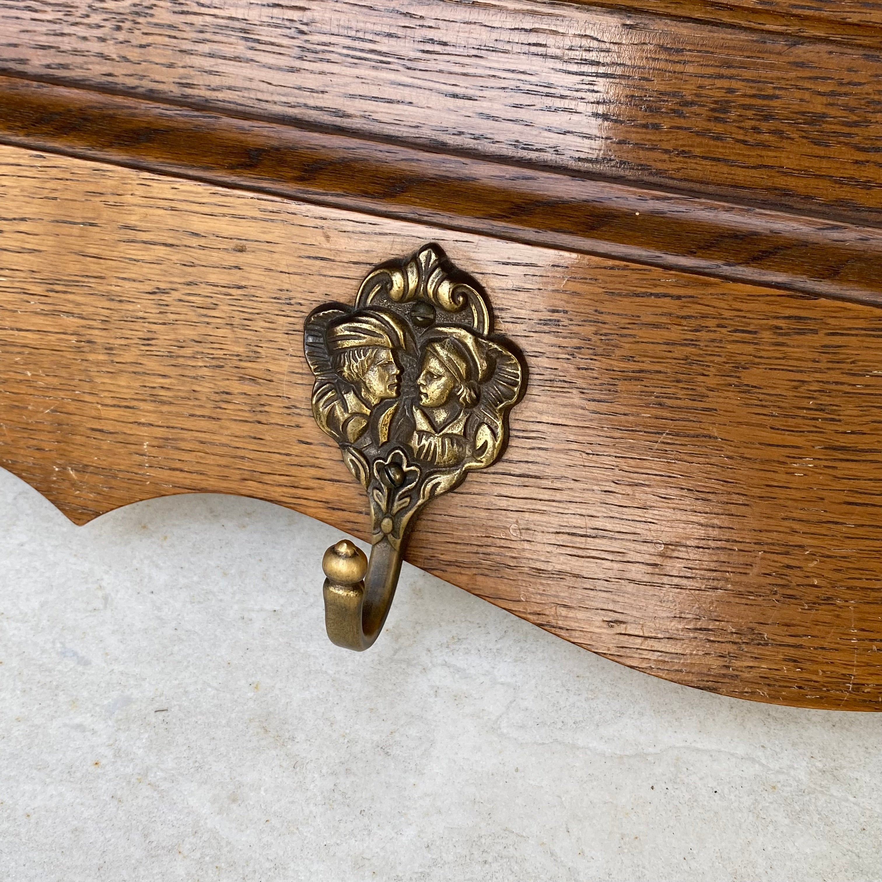 Antique French Oak Coat Rack