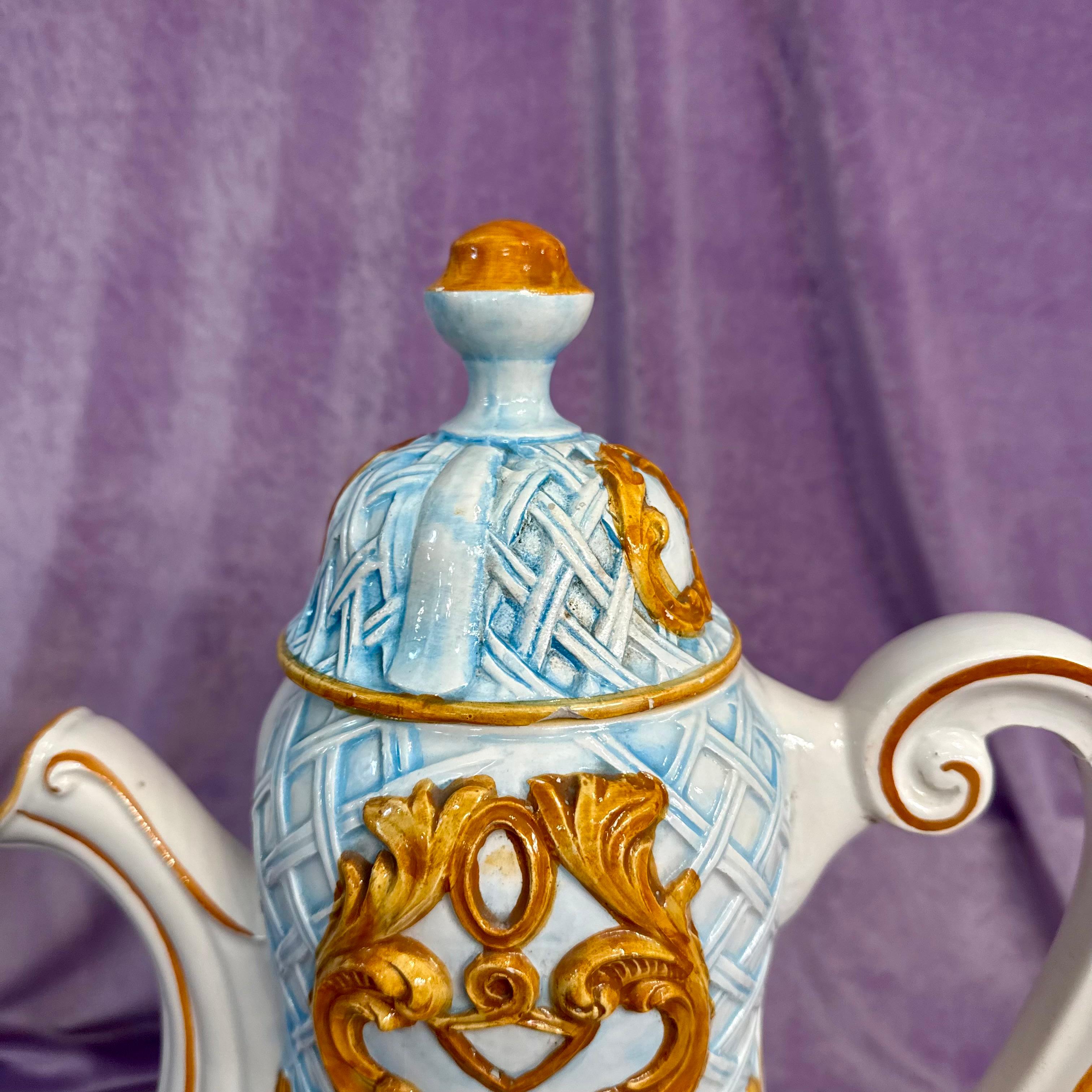 Capodimonte Tea Pot With Female and Cherub Figures