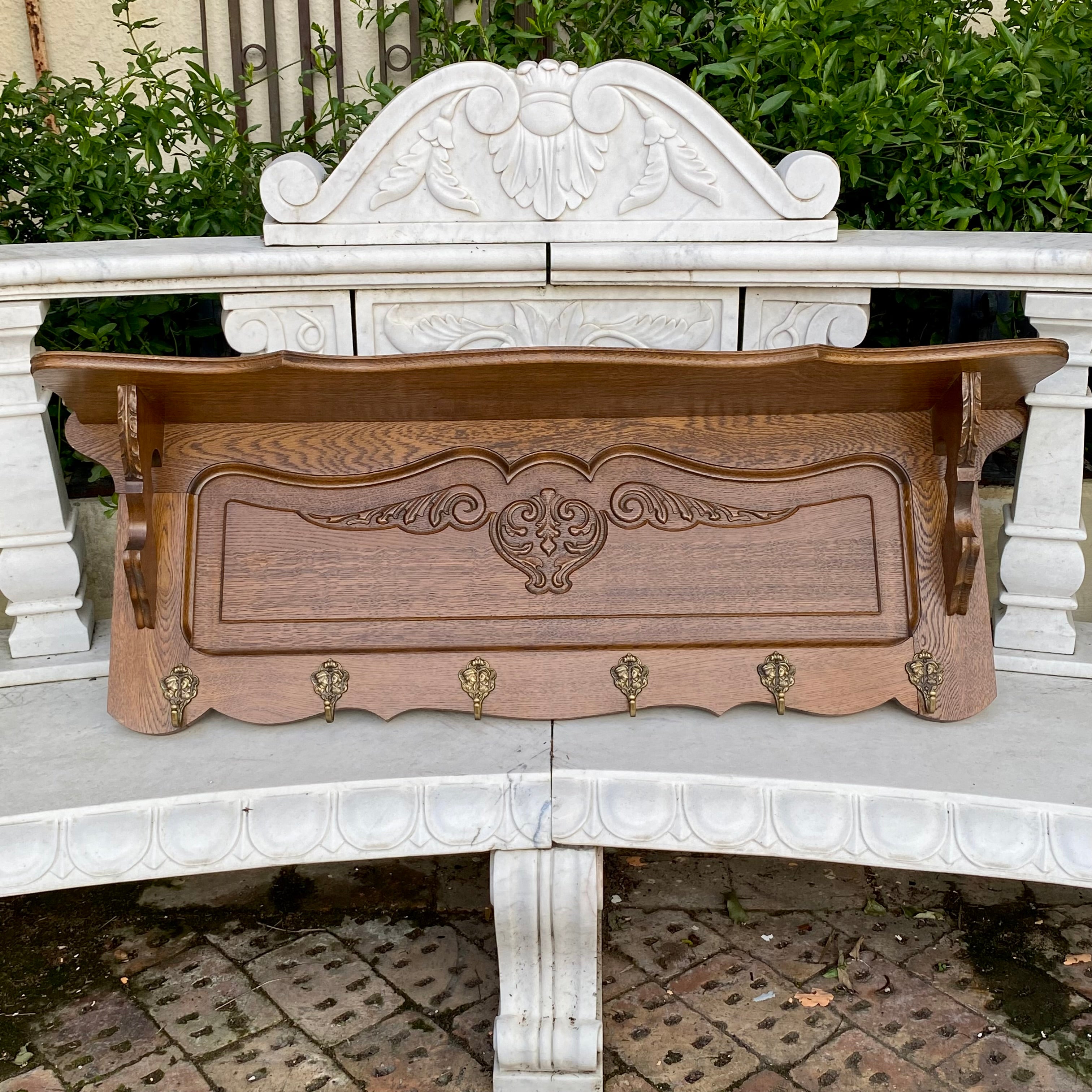 Antique French Oak Coat Rack