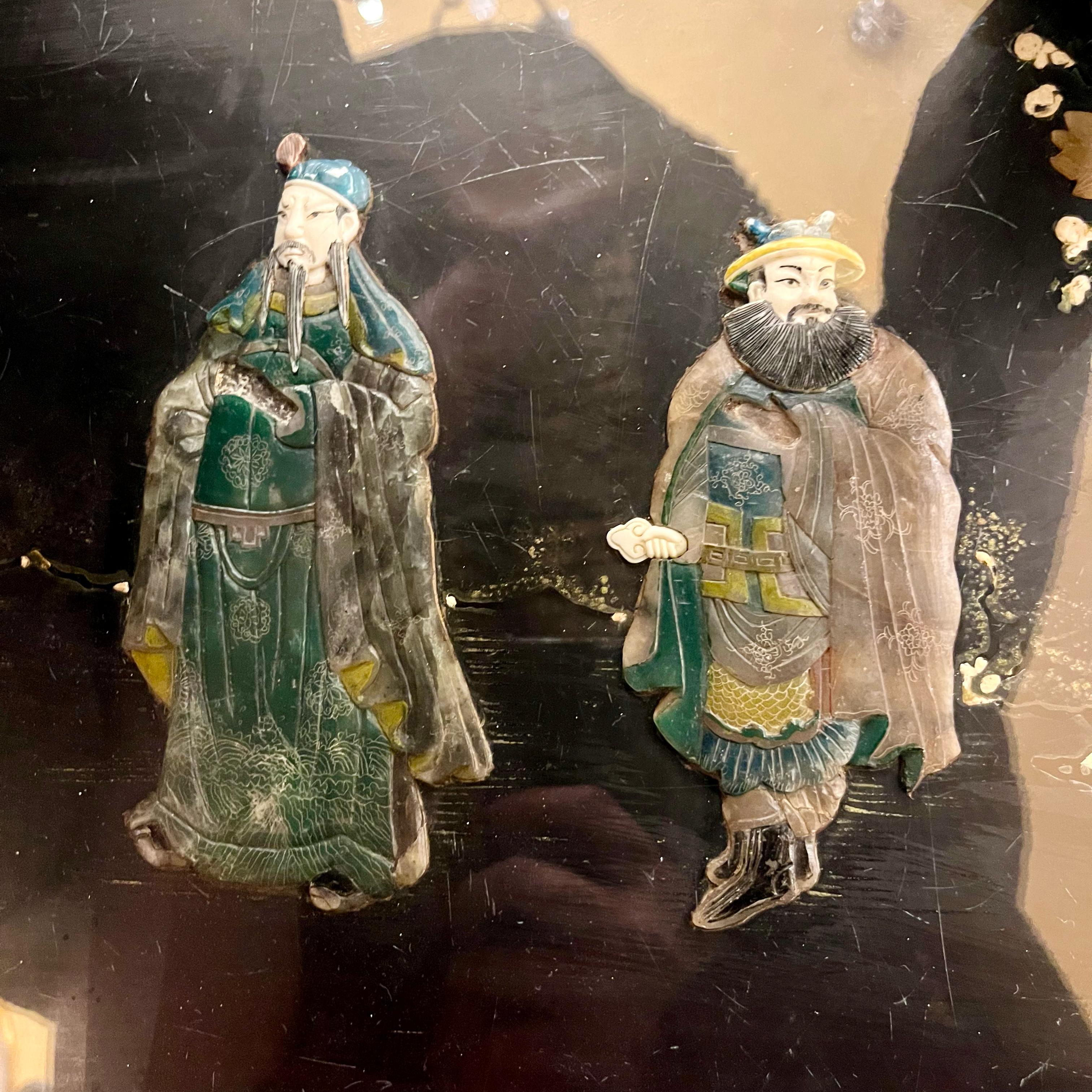 Japanese Lacquered Coffee Table with Hardstone Inlay, c.1950s