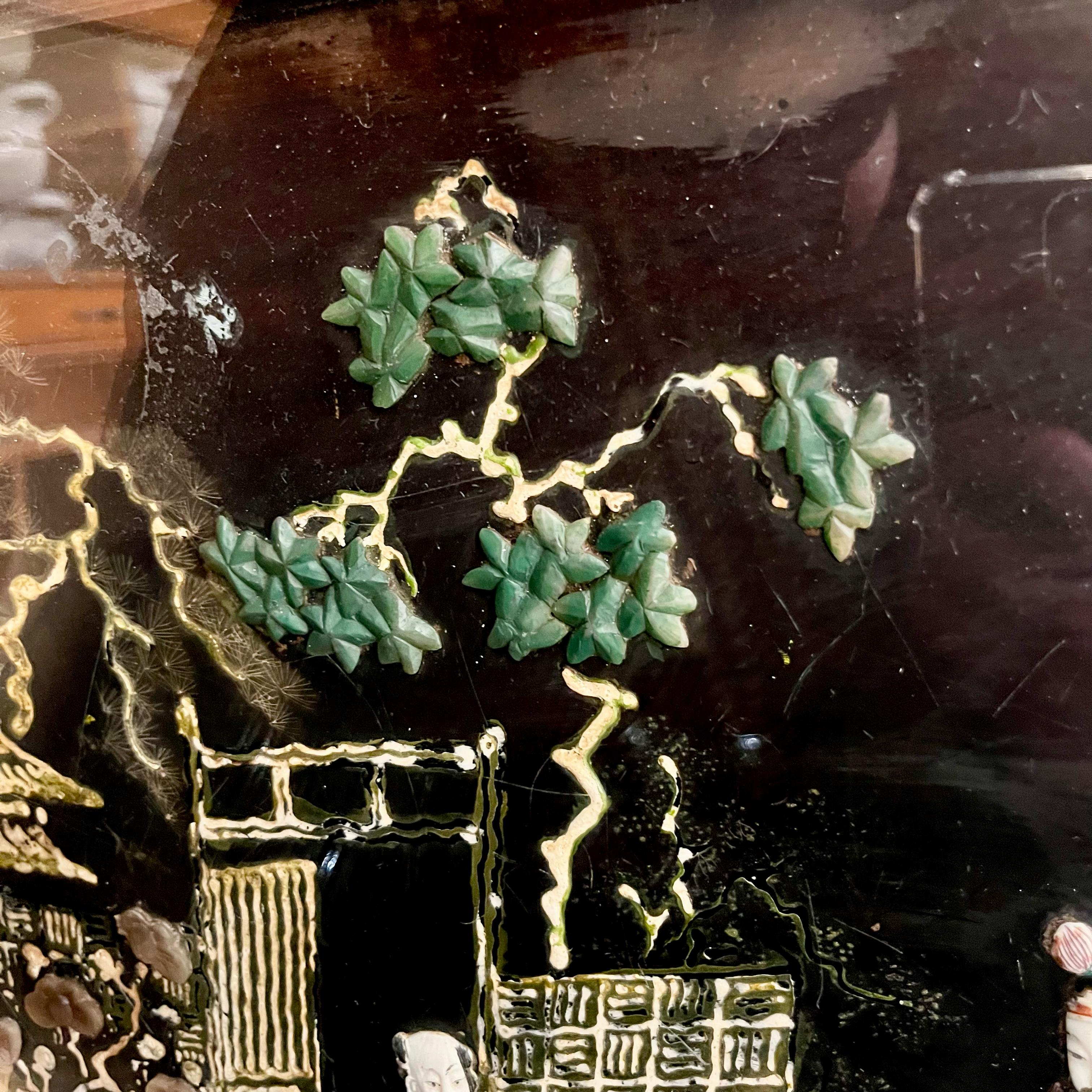 Japanese Lacquered Coffee Table with Hardstone Inlay, c.1950s