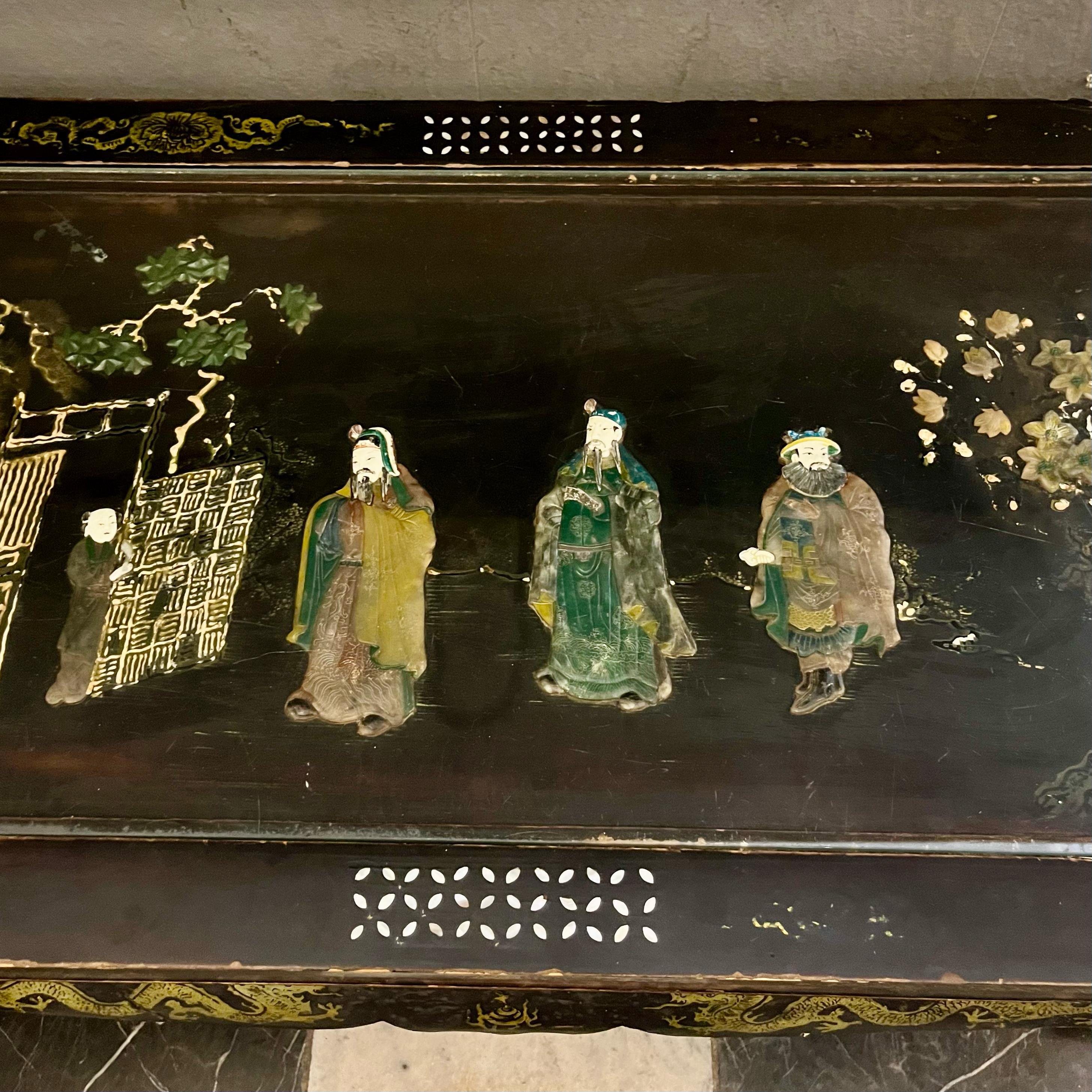 Japanese Lacquered Coffee Table with Hardstone Inlay, c.1950s