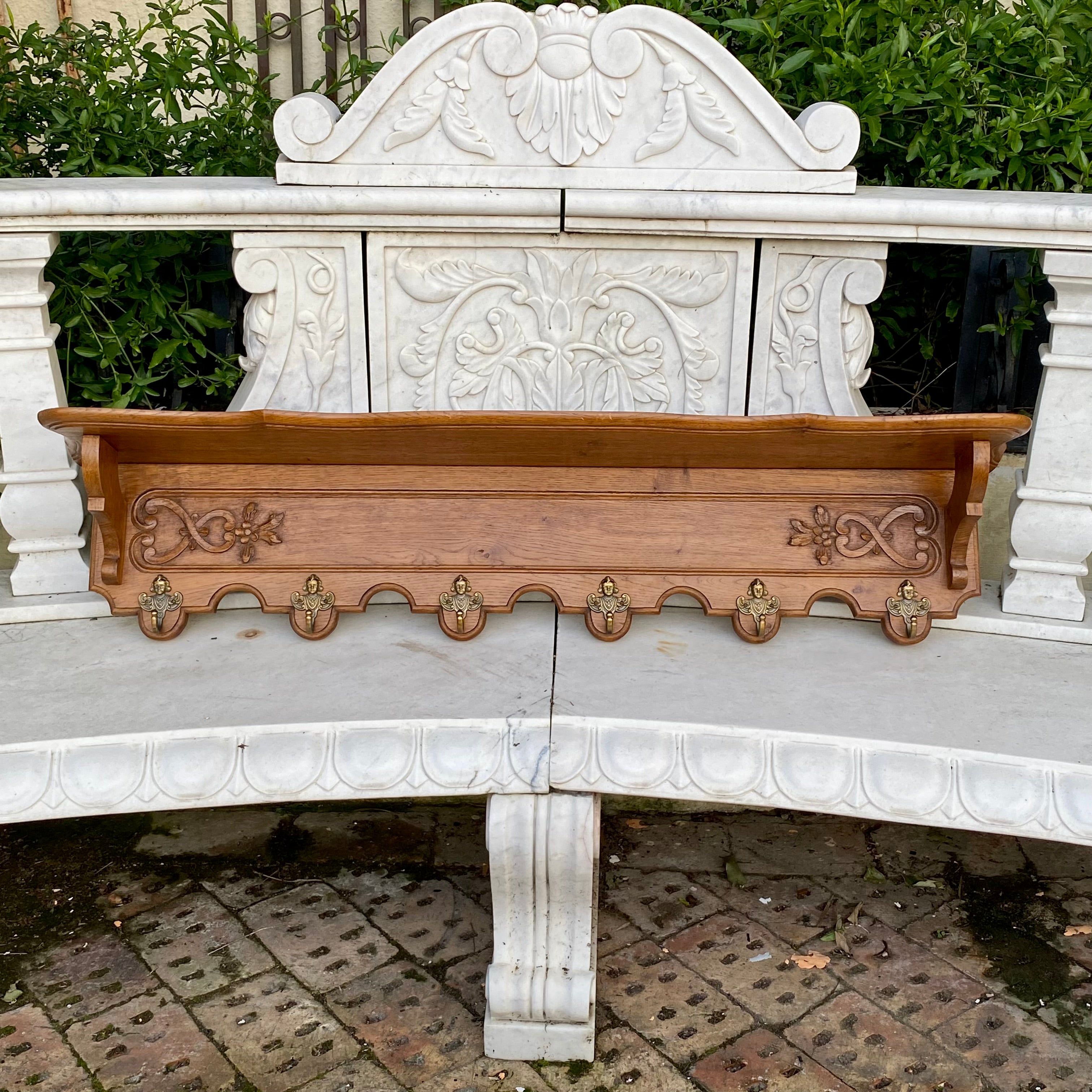 Antique French Oak Coat Rack - SOLD