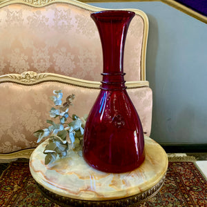 Very Large Cherry Red Glass Decanter