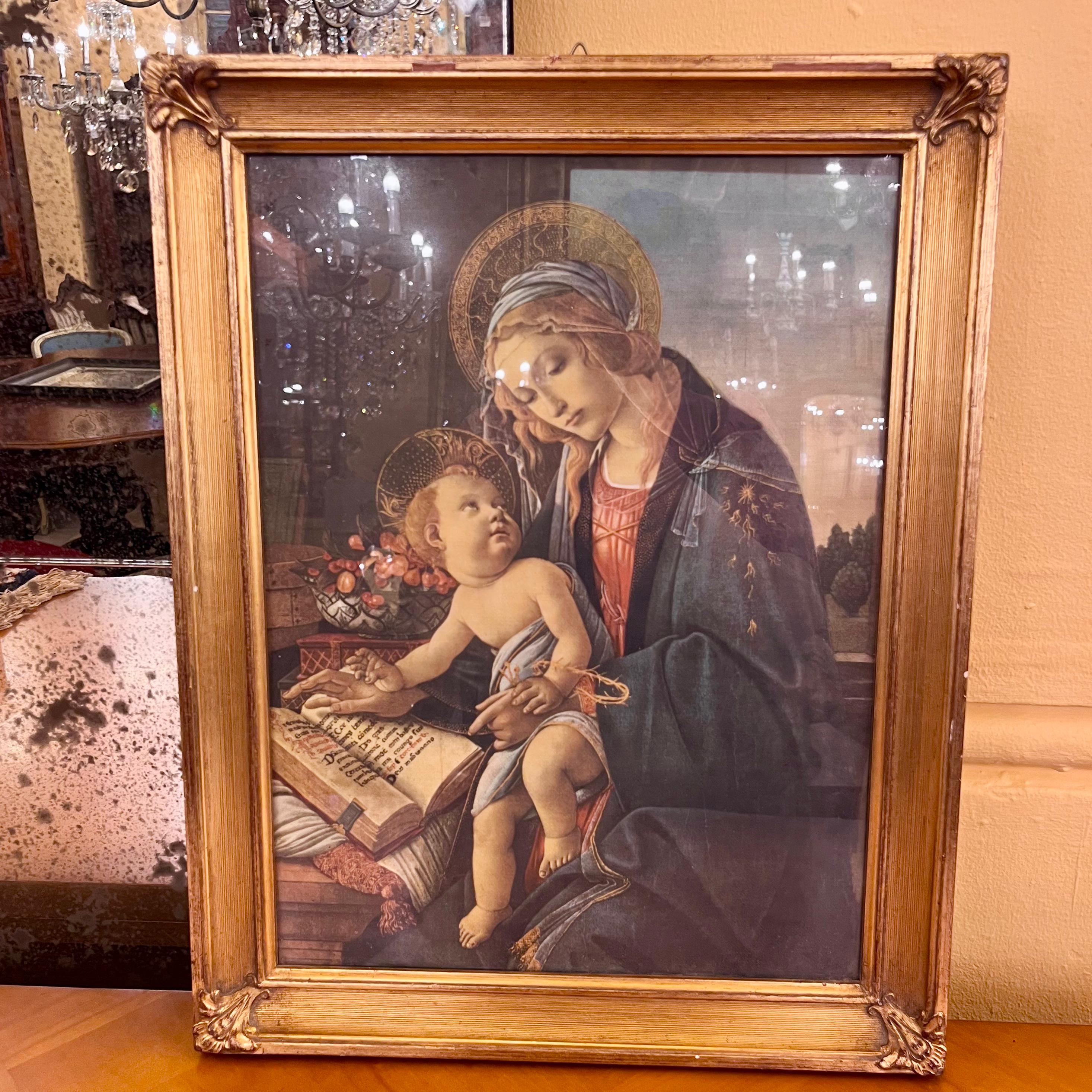 Antique Italian Gilt Frame Painting of Madonna & Baby Jesus - SOLD