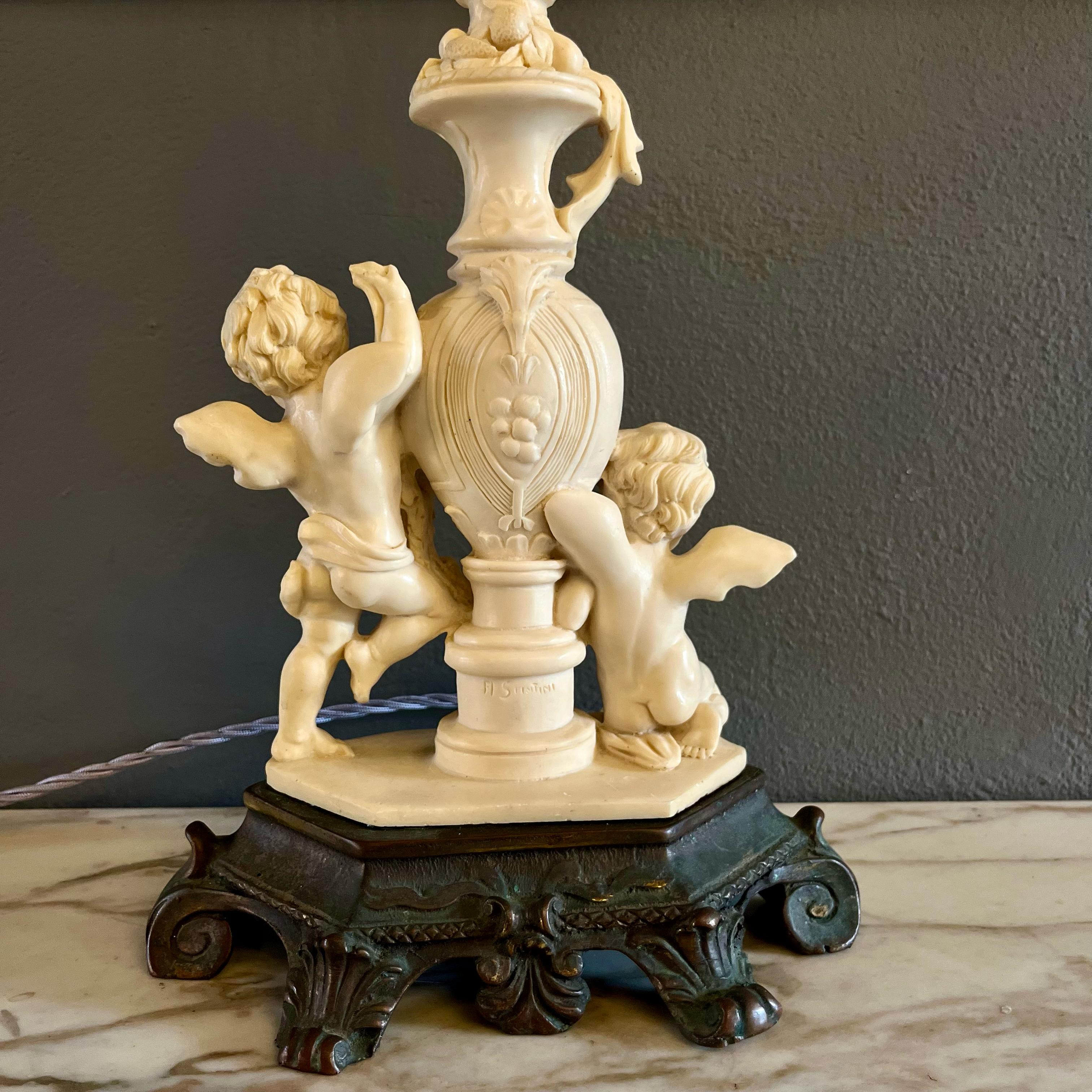 Neoclassical Style Table Lamp with Cherubs - SOLD