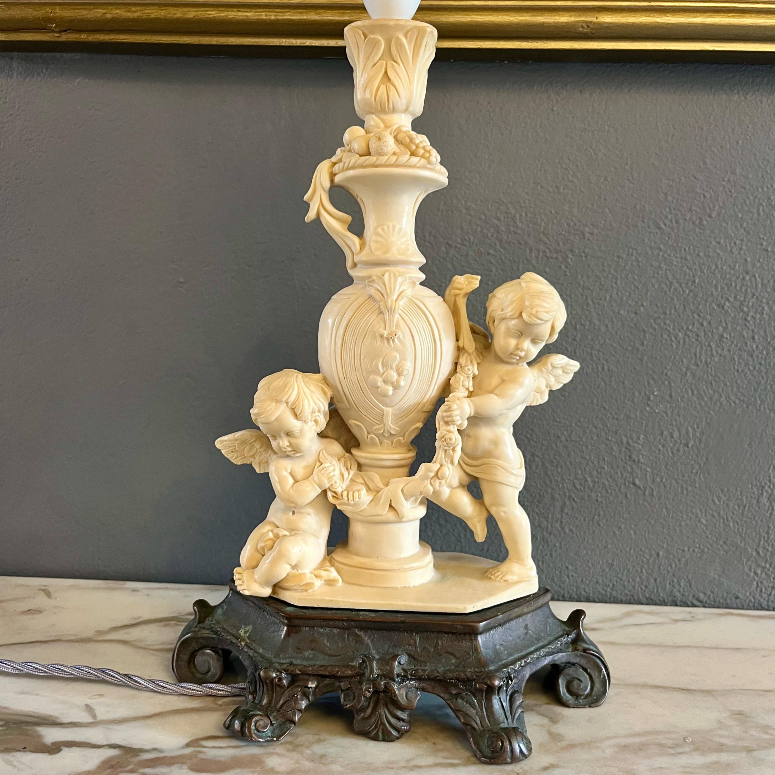 Neoclassical Style Table Lamp with Cherubs - SOLD