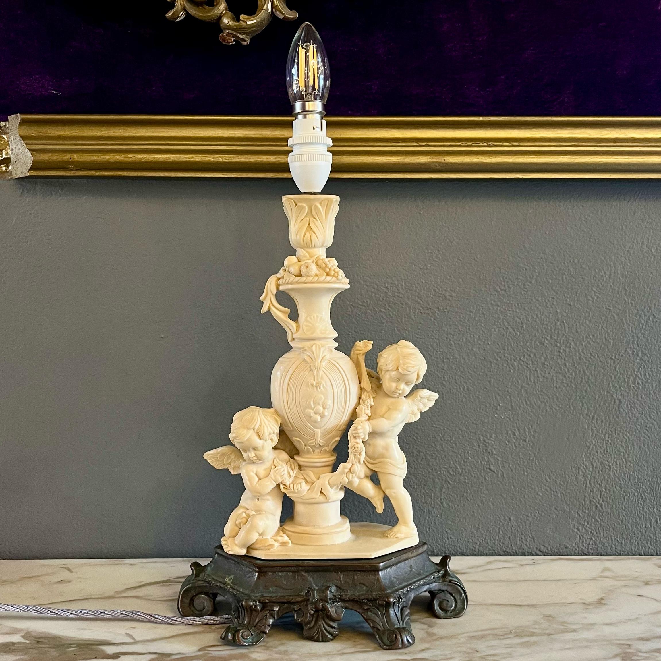 Neoclassical Style Table Lamp with Cherubs - SOLD
