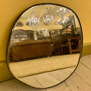 Unusual Aged Mirror with Steel Frame