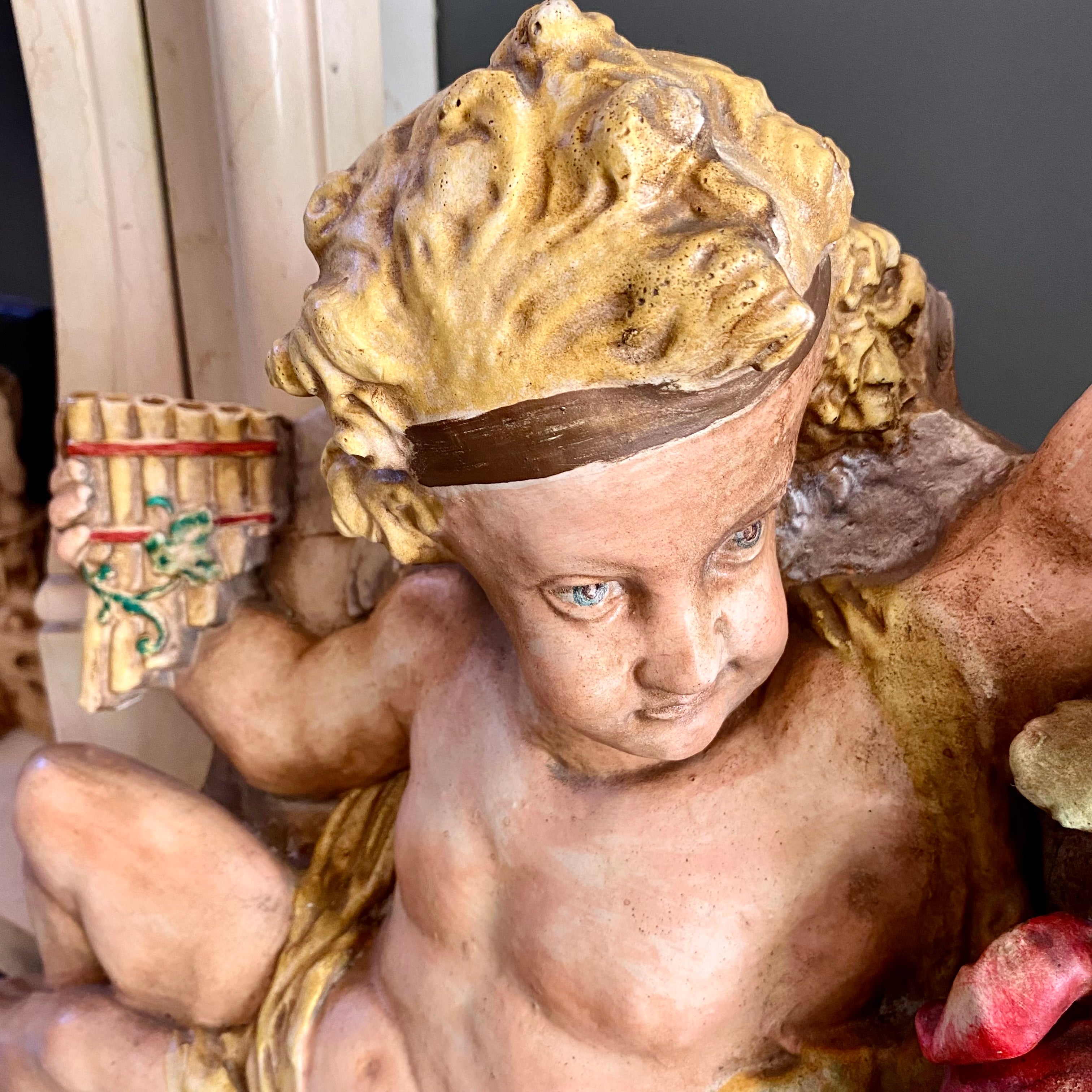 Antique Hand Painted Cherub Pelmet