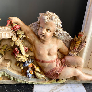 Antique Hand Painted Cherub Pelmet