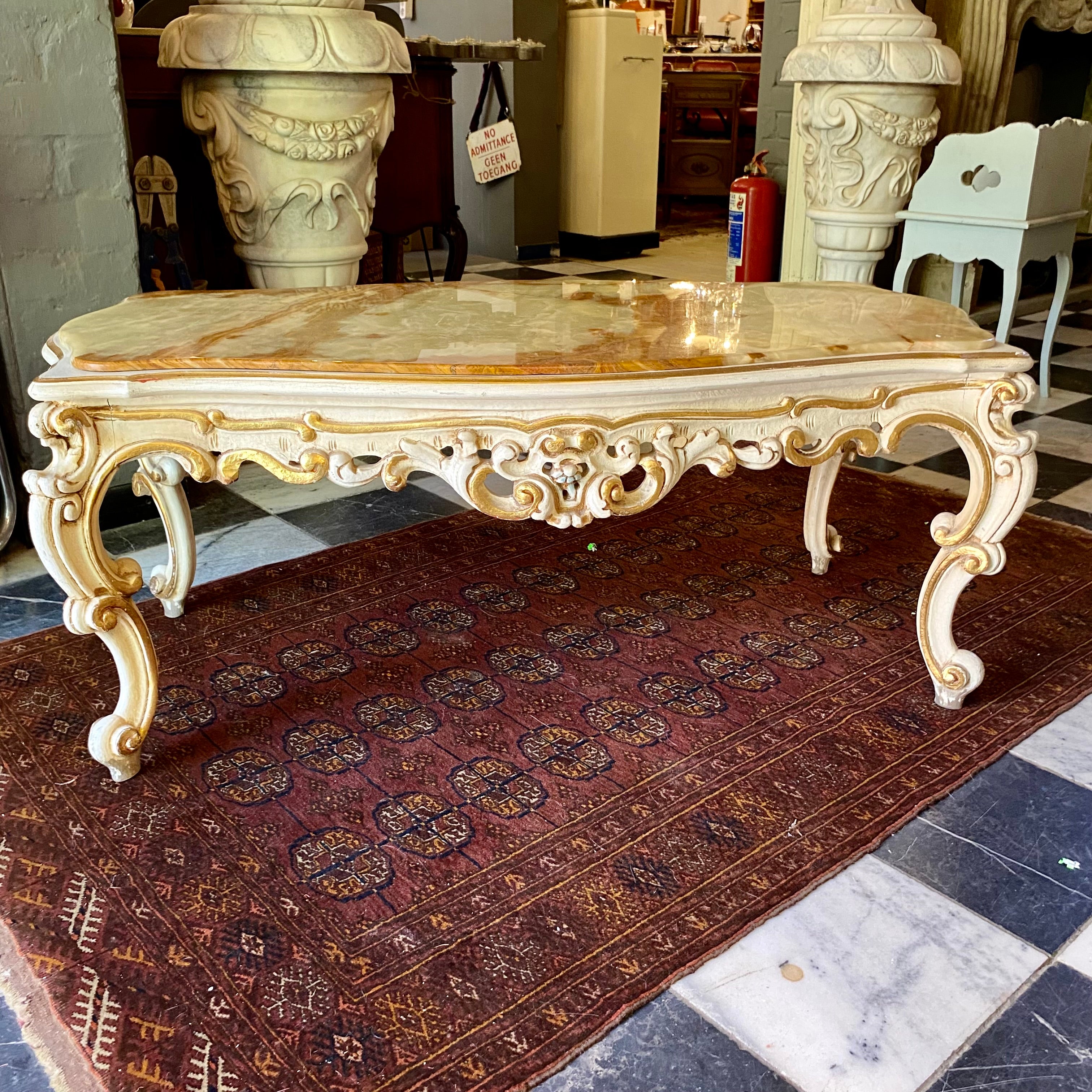 Antique Italian Gilt and Marble Top Coffee Table - SOLD