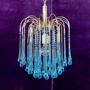 Vintage Italian Turquoise Venini Fireworks Chandelier