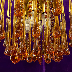 Stunning Vintage Amber Blown Glass Venini Chandelier - SOLD