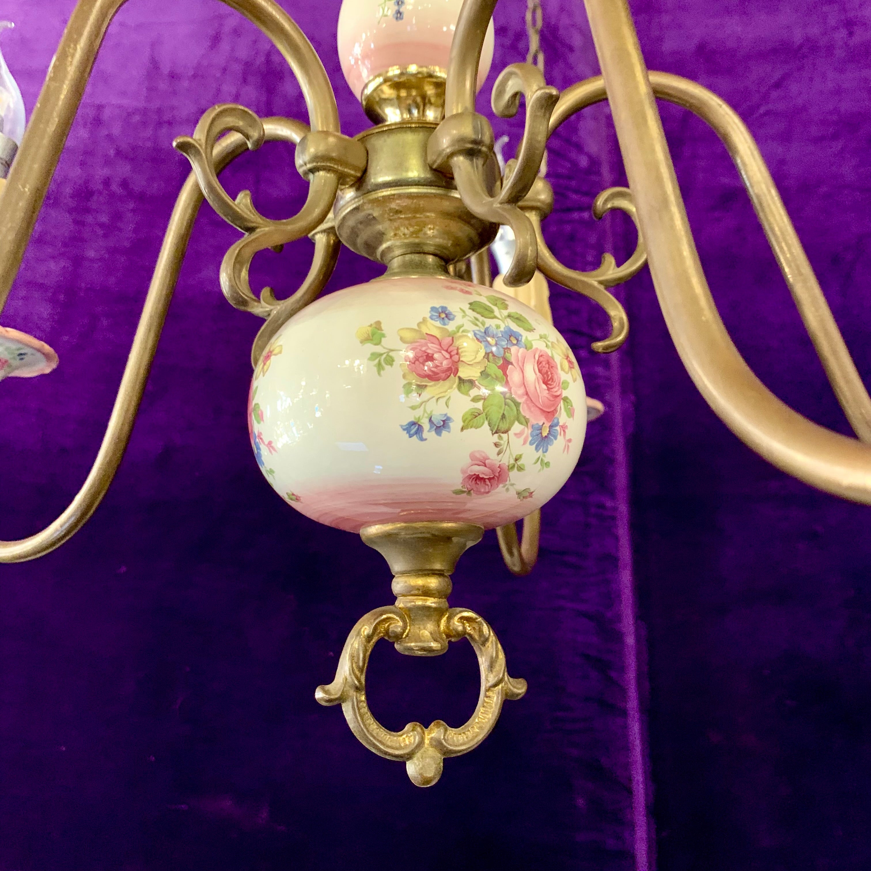 Vintage Pink Delft Chandelier - SOLD